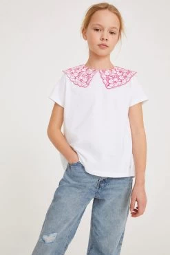 Baker By Ted Baker White Broderie Collar T-Shirt