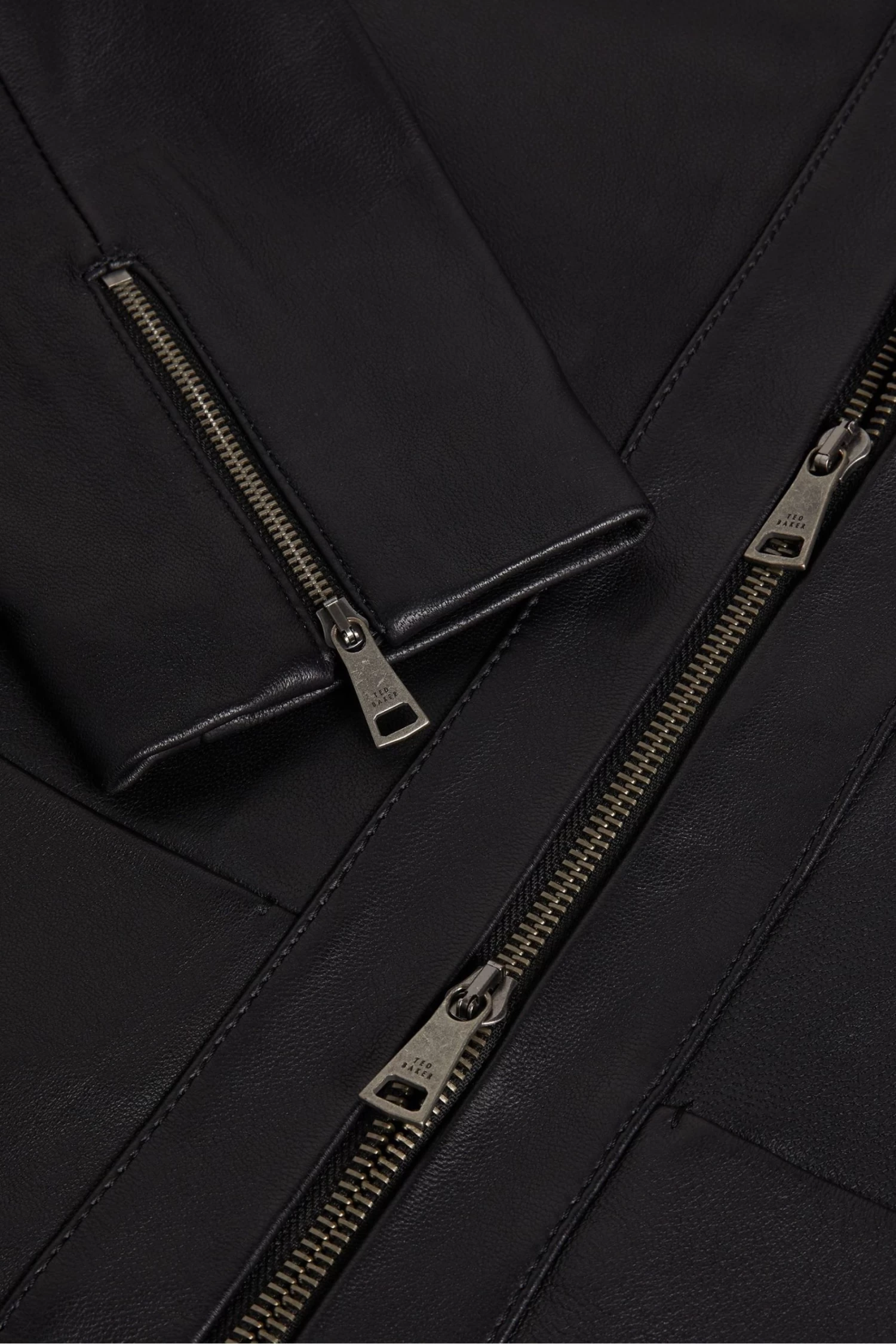 Ted Baker Clarya Black Fitted Panelled Leather Jacket - Image 5