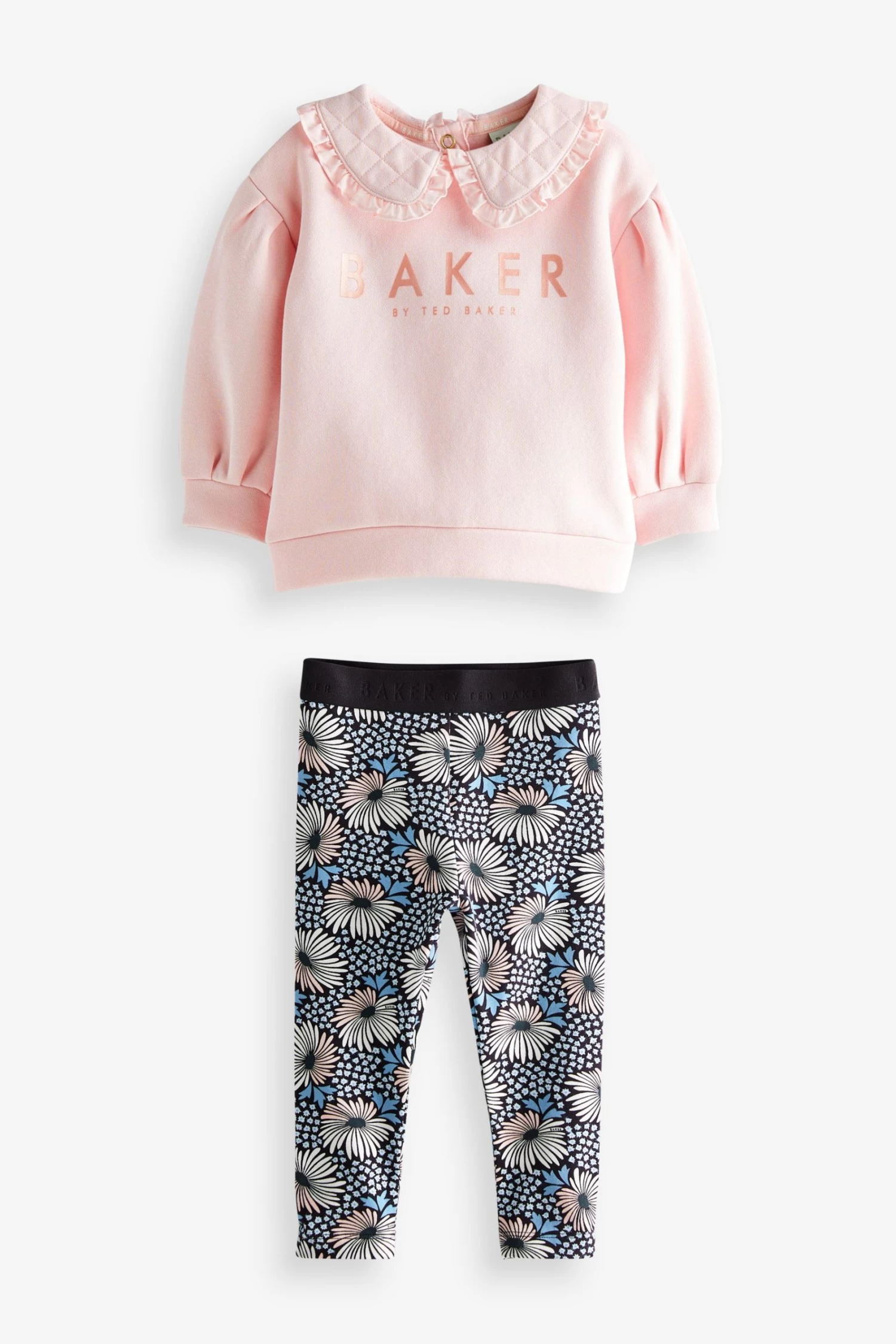 Baker By Ted Baker Pink Leggings And Collar Sweater Set