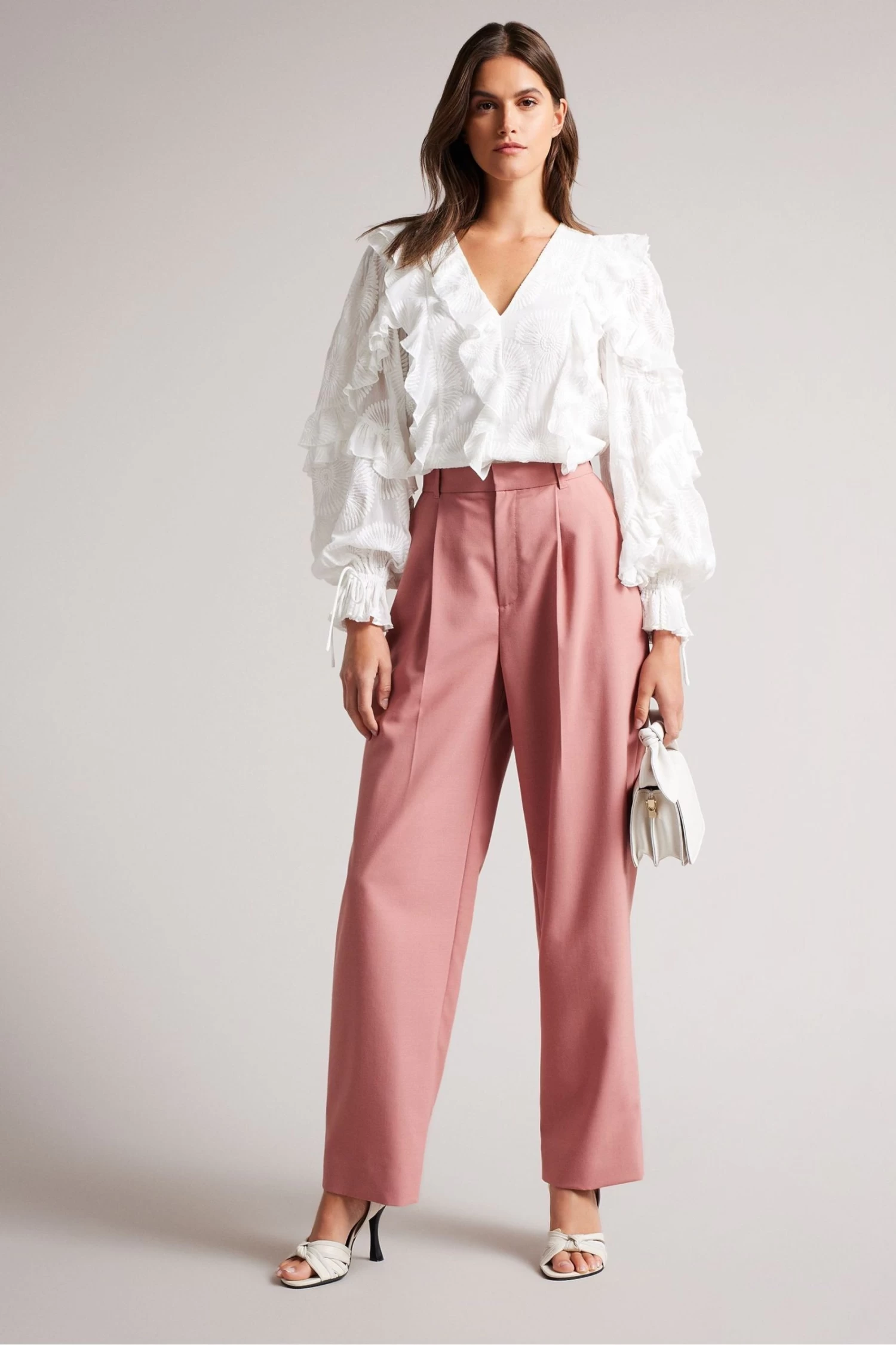 Ted Baker Janeio White Ruffle Sleeve Broderie Top - Image 3