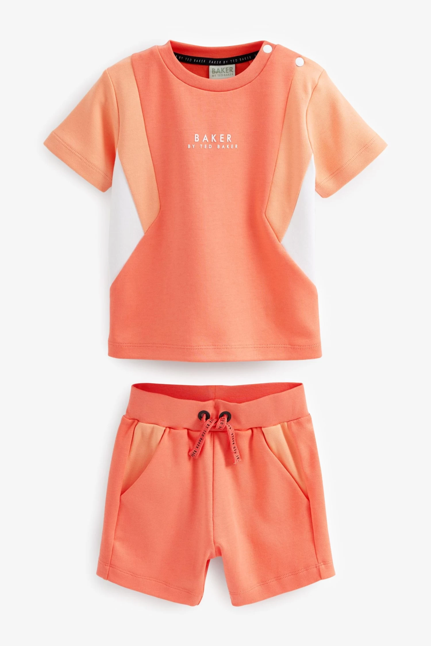 Baker By Ted Baker Orange Colourblock Short And T-Shirt Set