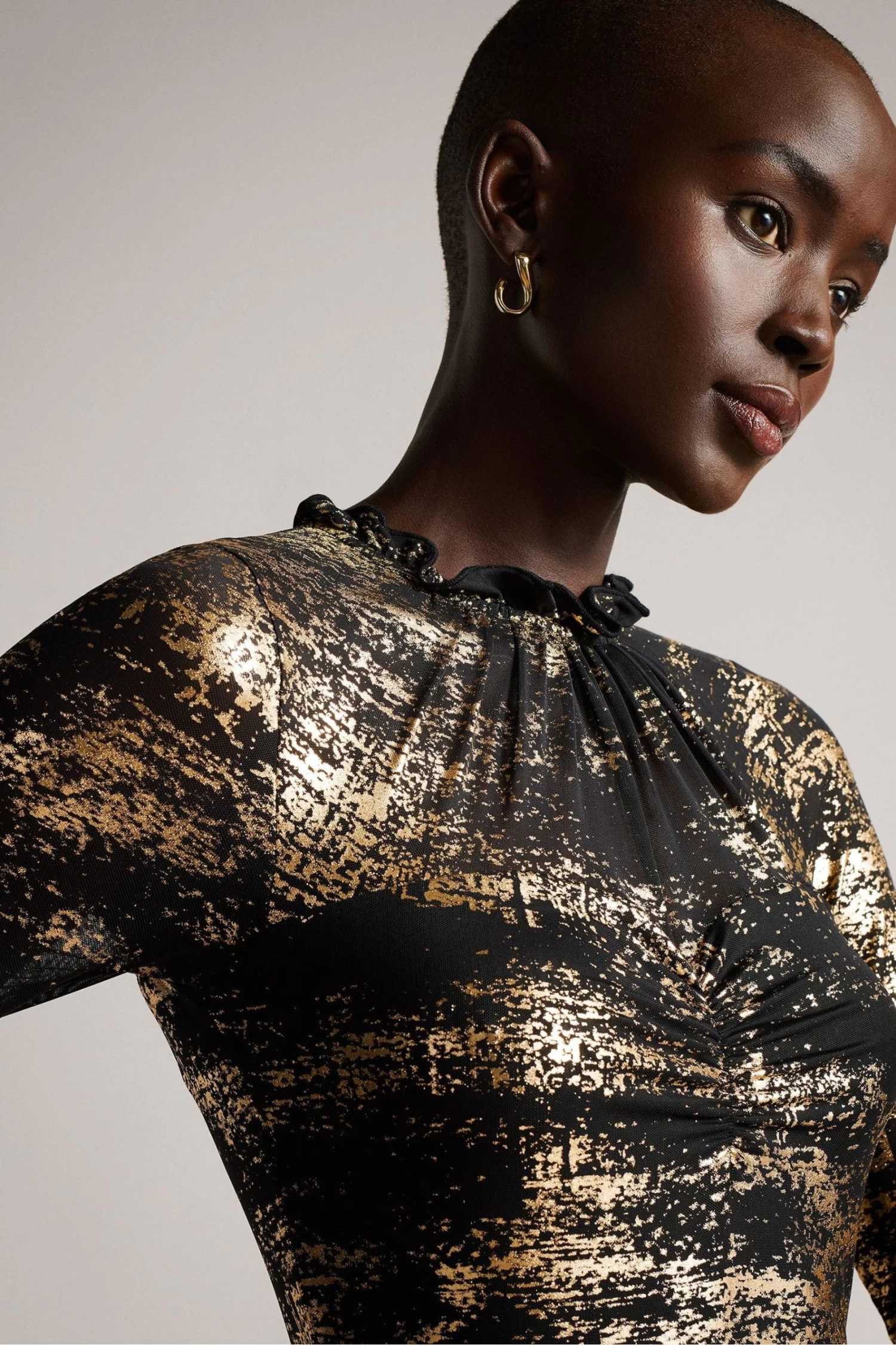 Ted Baker Iggiey Black 3/4 Length Sleeve Dress With Ruffled Skirt - Image 4