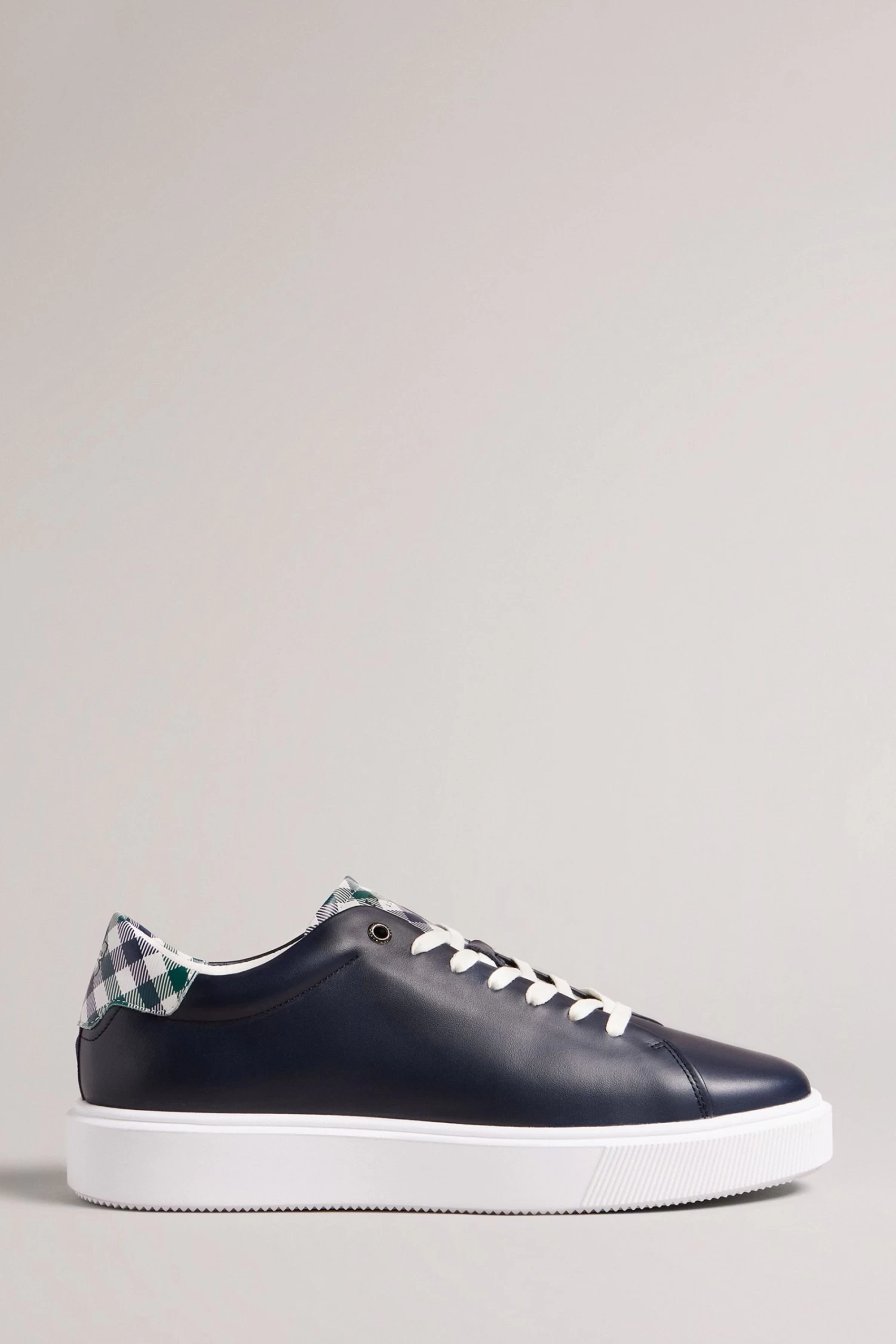 Ted Baker Blue Breyonn Check Leather Inflated Sole Sneakers