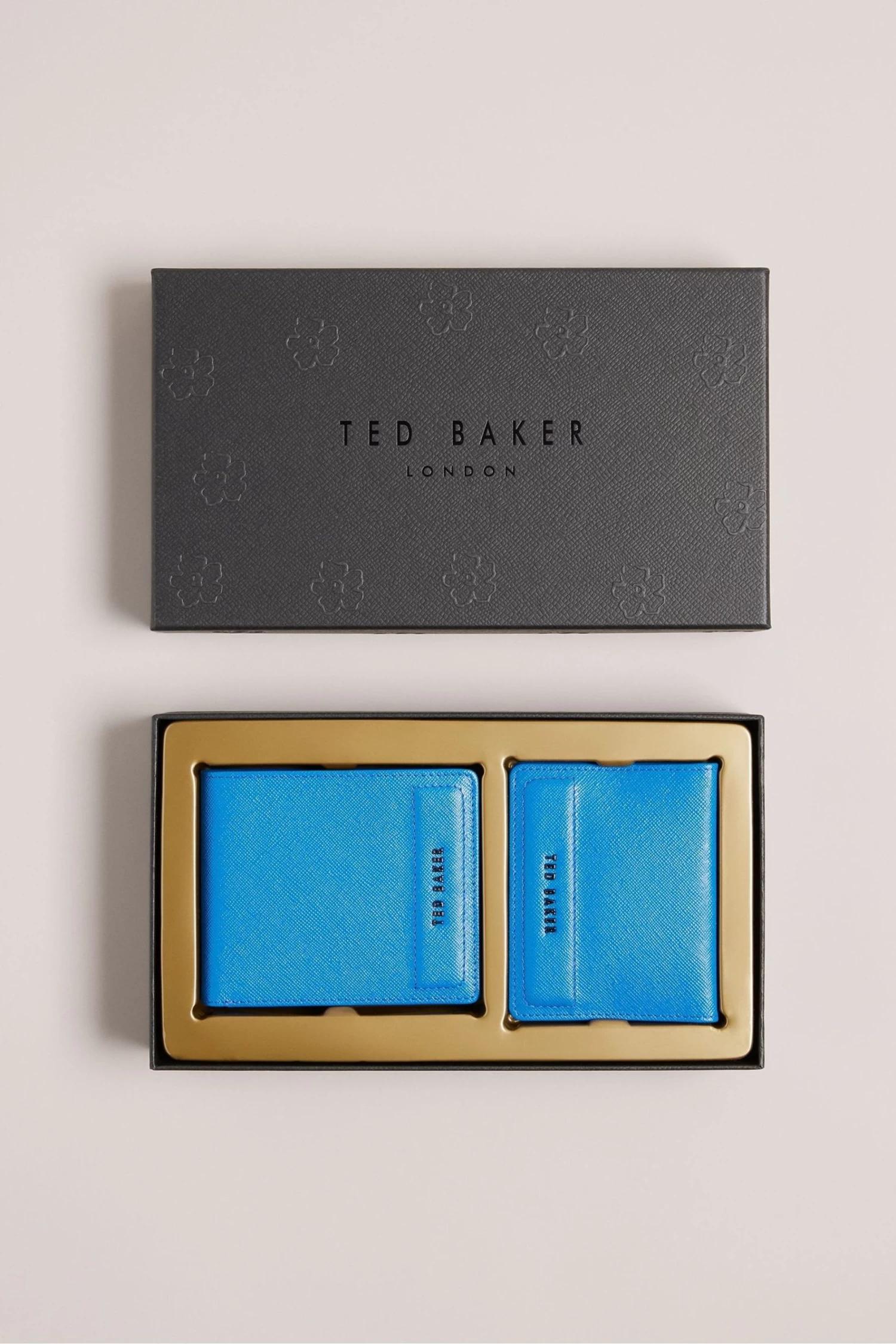 Ted Baker Blue Audar Saffiano Wallet And Card Holder Set