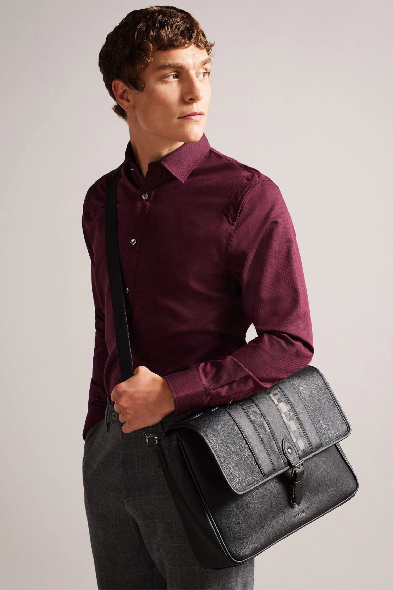 Ted Baker Wayvees House Check PU Black Satchel Bag