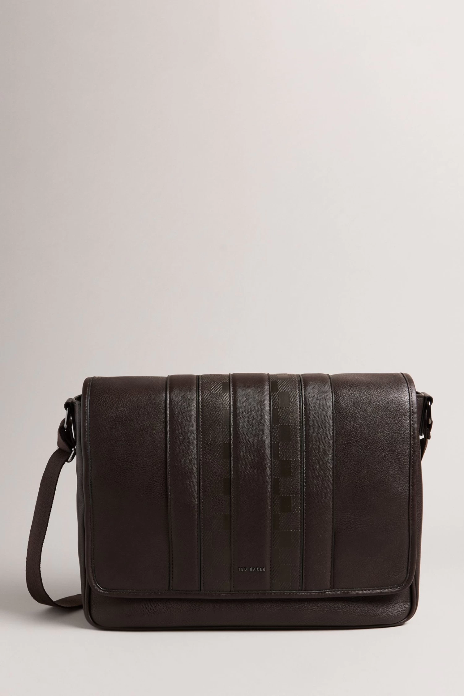 Ted Baker Wayvon House Check PU Brown Messenger Bag