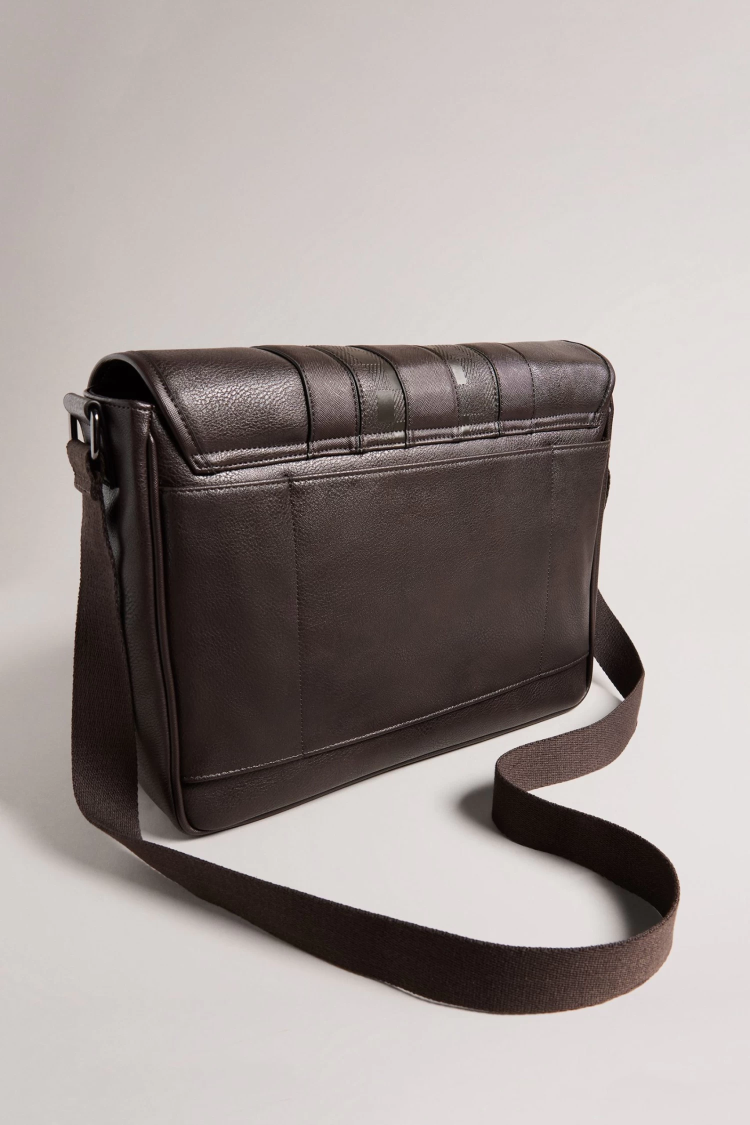 Ted Baker Wayvon House Check PU Brown Messenger Bag - Image 2