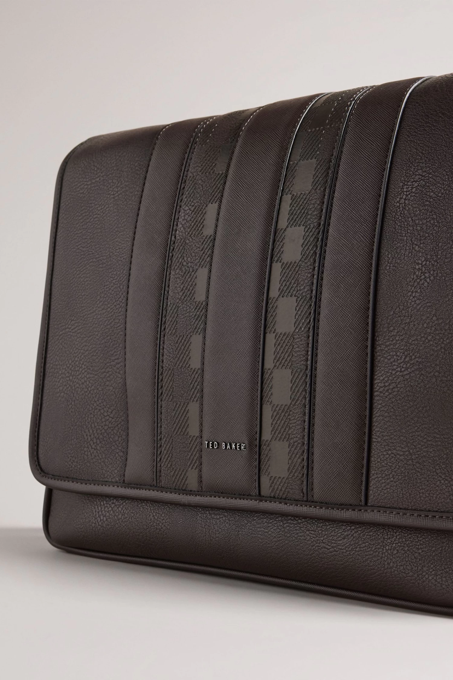 Ted Baker Wayvon House Check PU Brown Messenger Bag - Image 4