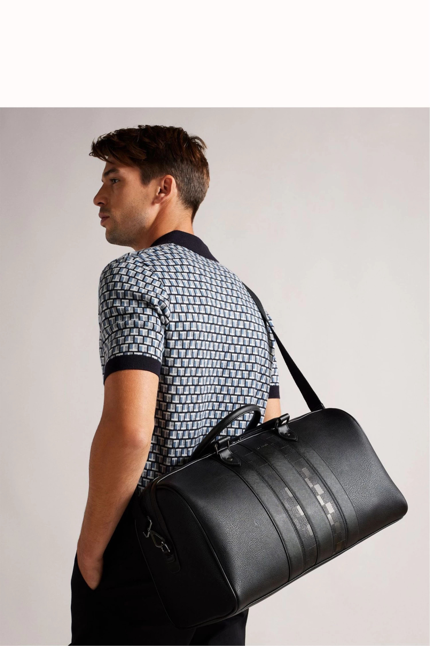 Ted Baker Waylin House Check PU Black Holdall - Image 5