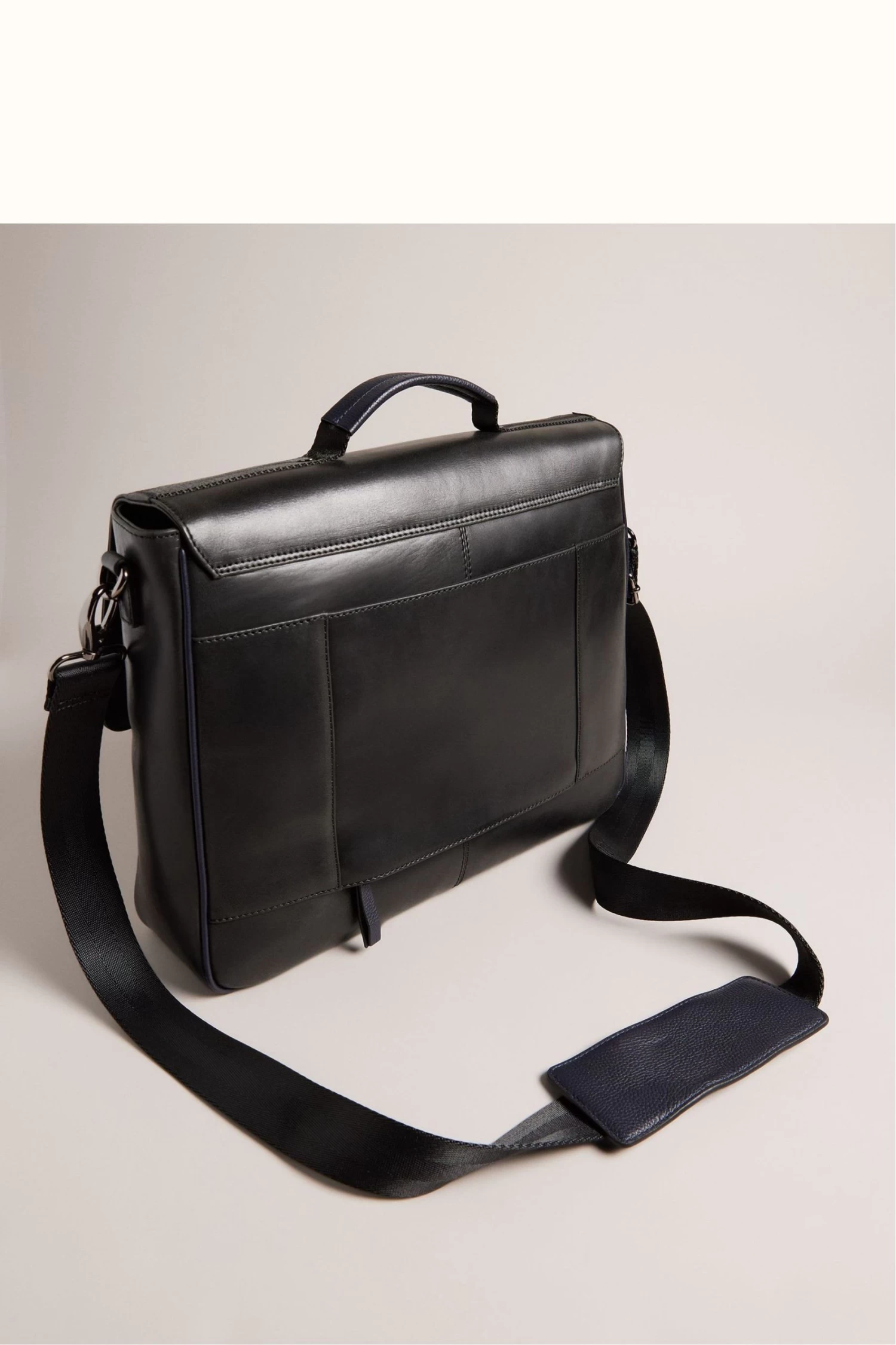 Ted Baker Raymon Black Leather Webbing Wax Leather Mix Satchel - Image 2