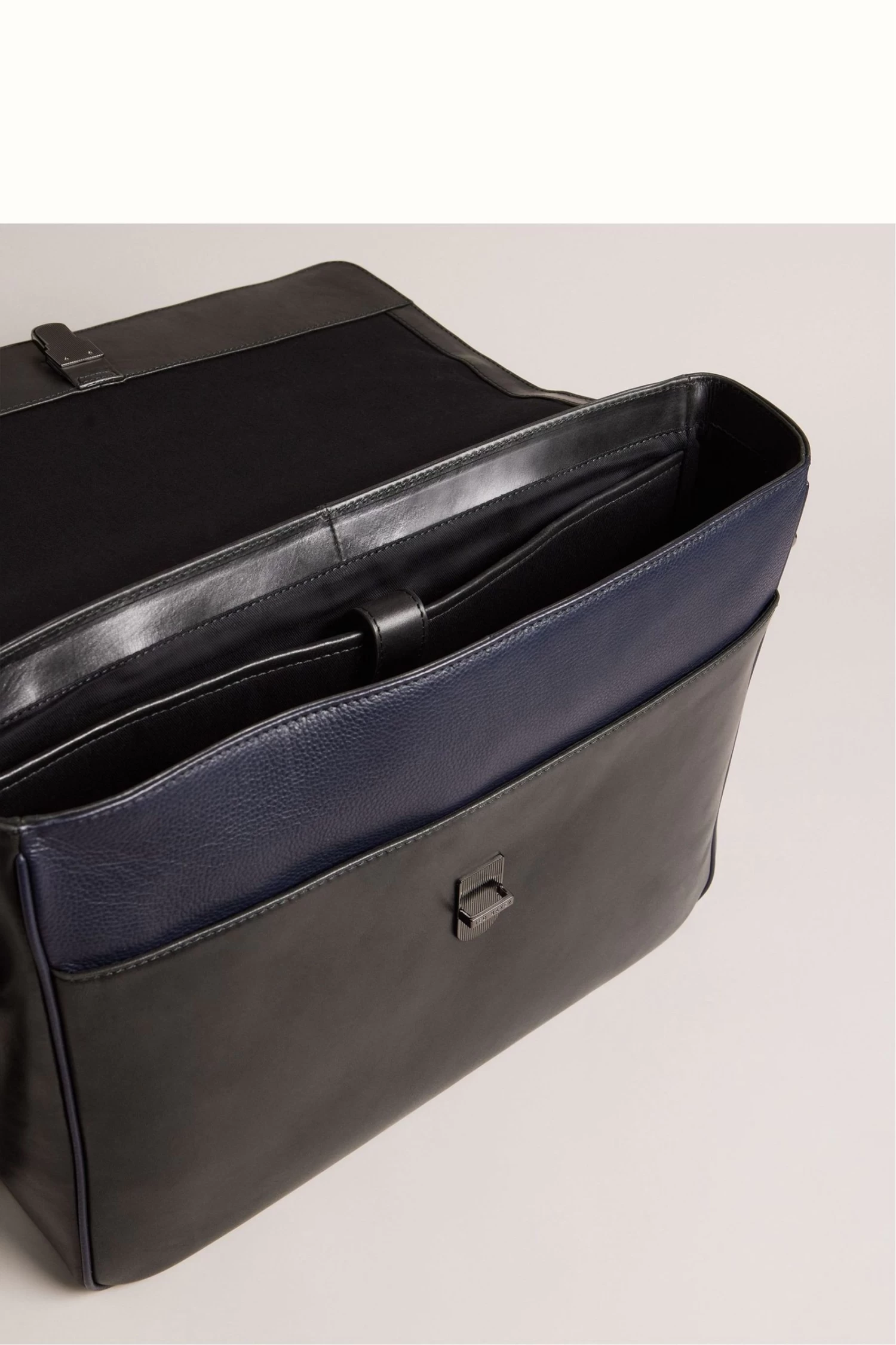 Ted Baker Raymon Black Leather Webbing Wax Leather Mix Satchel - Image 4