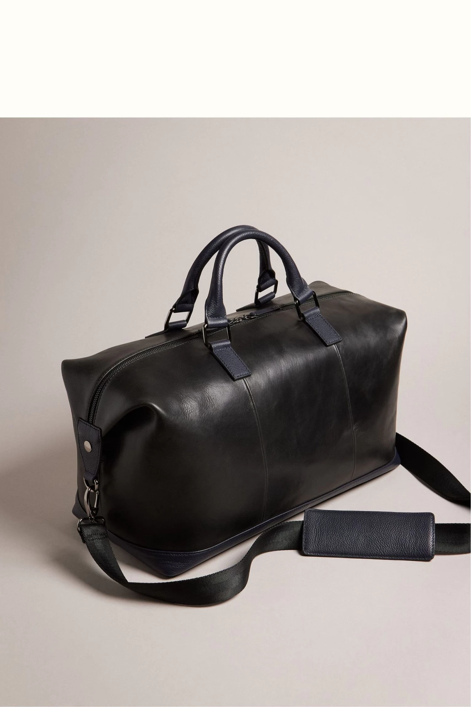 Ted Baker Raygon Black Leather Webbing Wax Leather Mix Holdall - Image 2