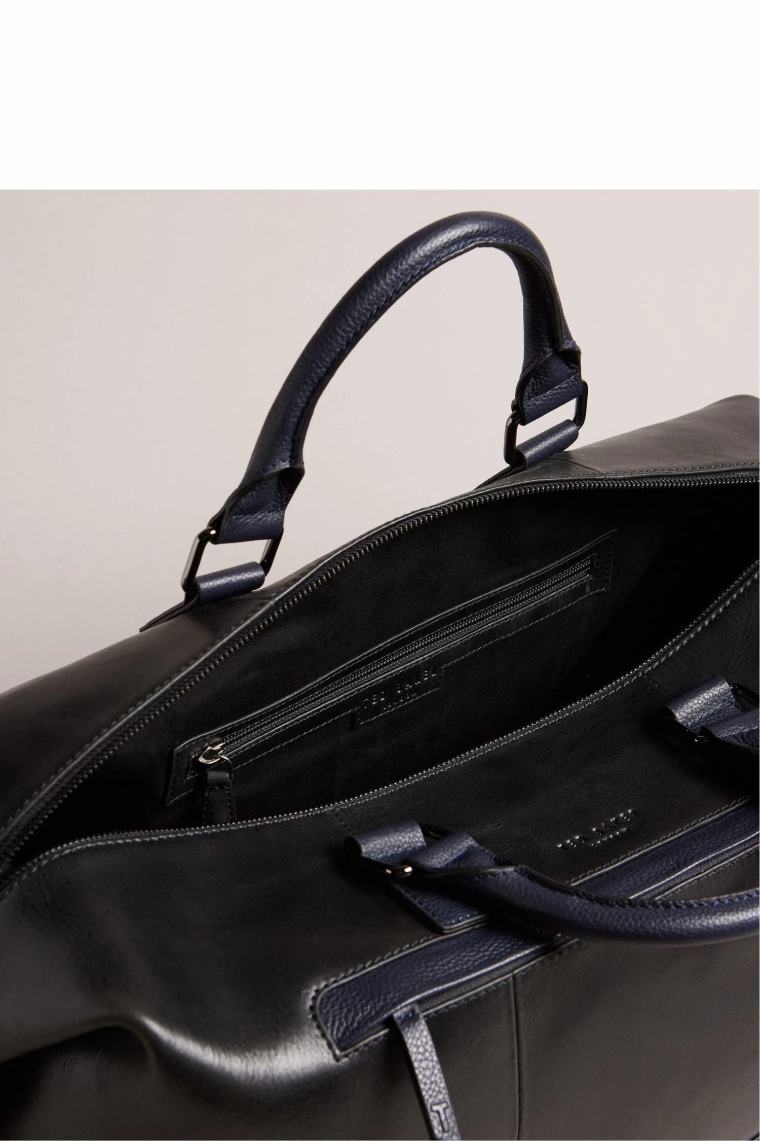 Ted Baker Raygon Black Leather Webbing Wax Leather Mix Holdall - Image 3