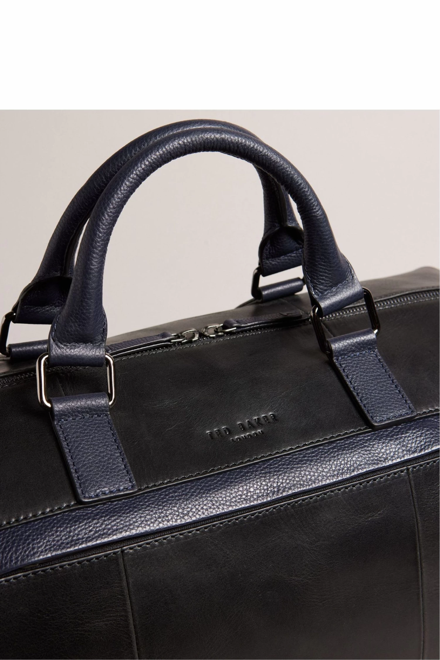 Ted Baker Raygon Black Leather Webbing Wax Leather Mix Holdall - Image 4