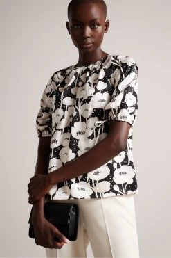 Ted Baker Luciani Black Puff Sleeve Top