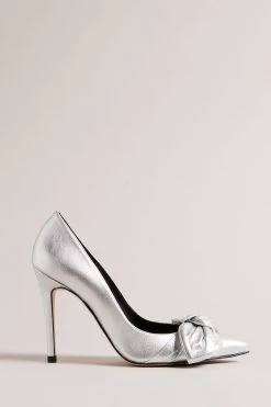 Ted Baker Silver Royal 100MM Metallic Bow Court Shoes