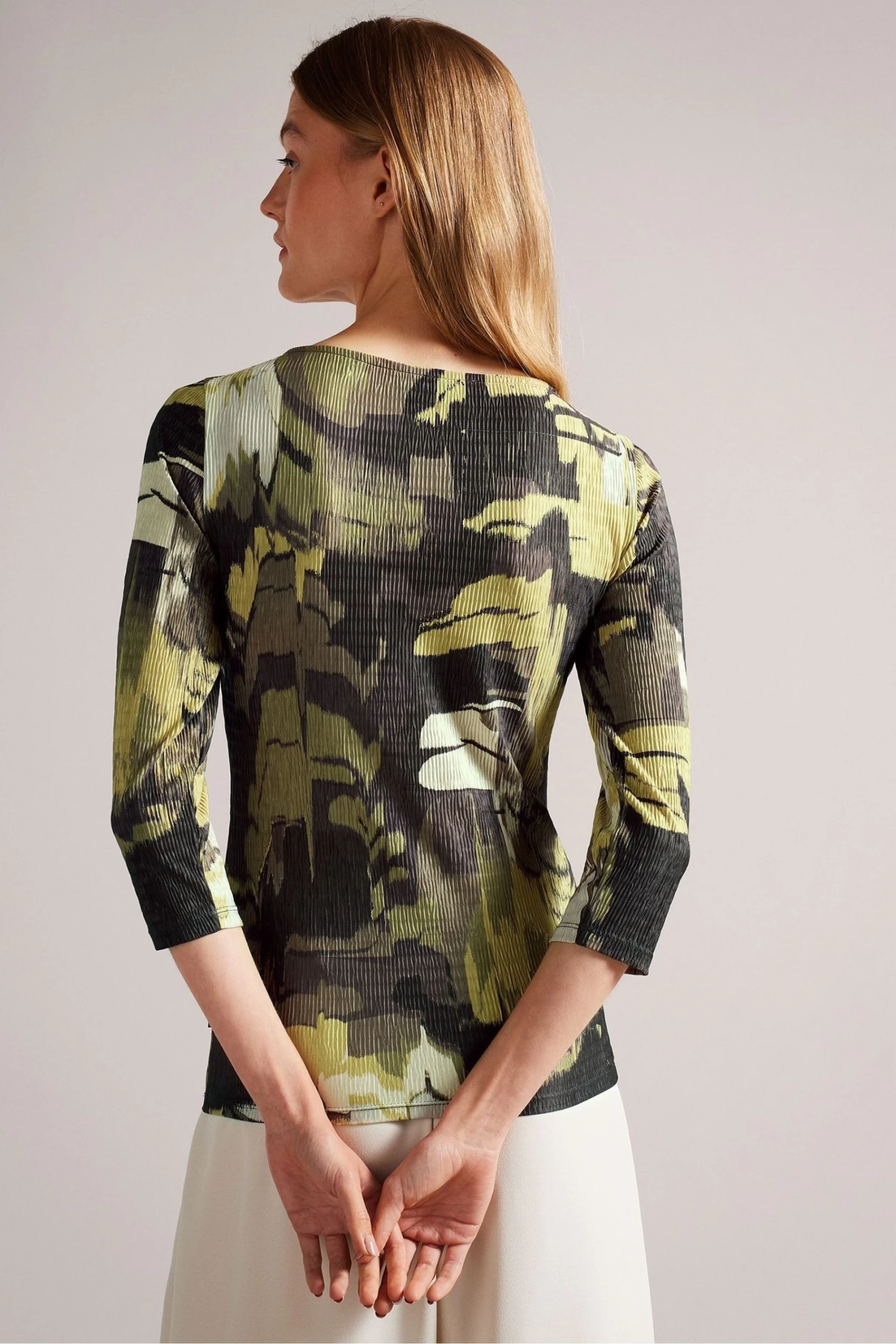 Ted Baker Light Green Jolien Scoop Neck Fitted T-Shirt - Image 2