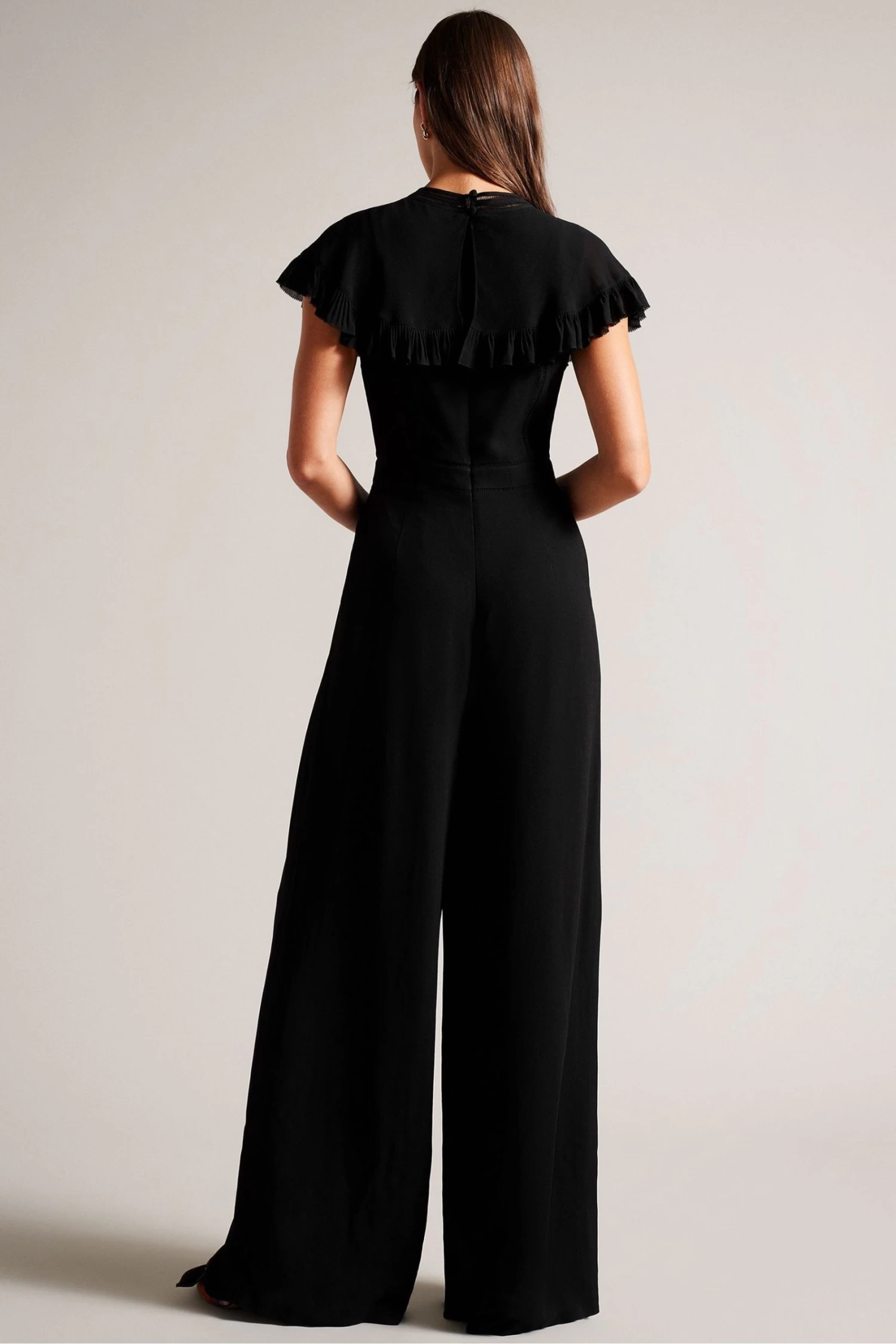 Ted Baker Olivvee Cape Black Jumpsuit With Ladder Tape Detail - Image 2