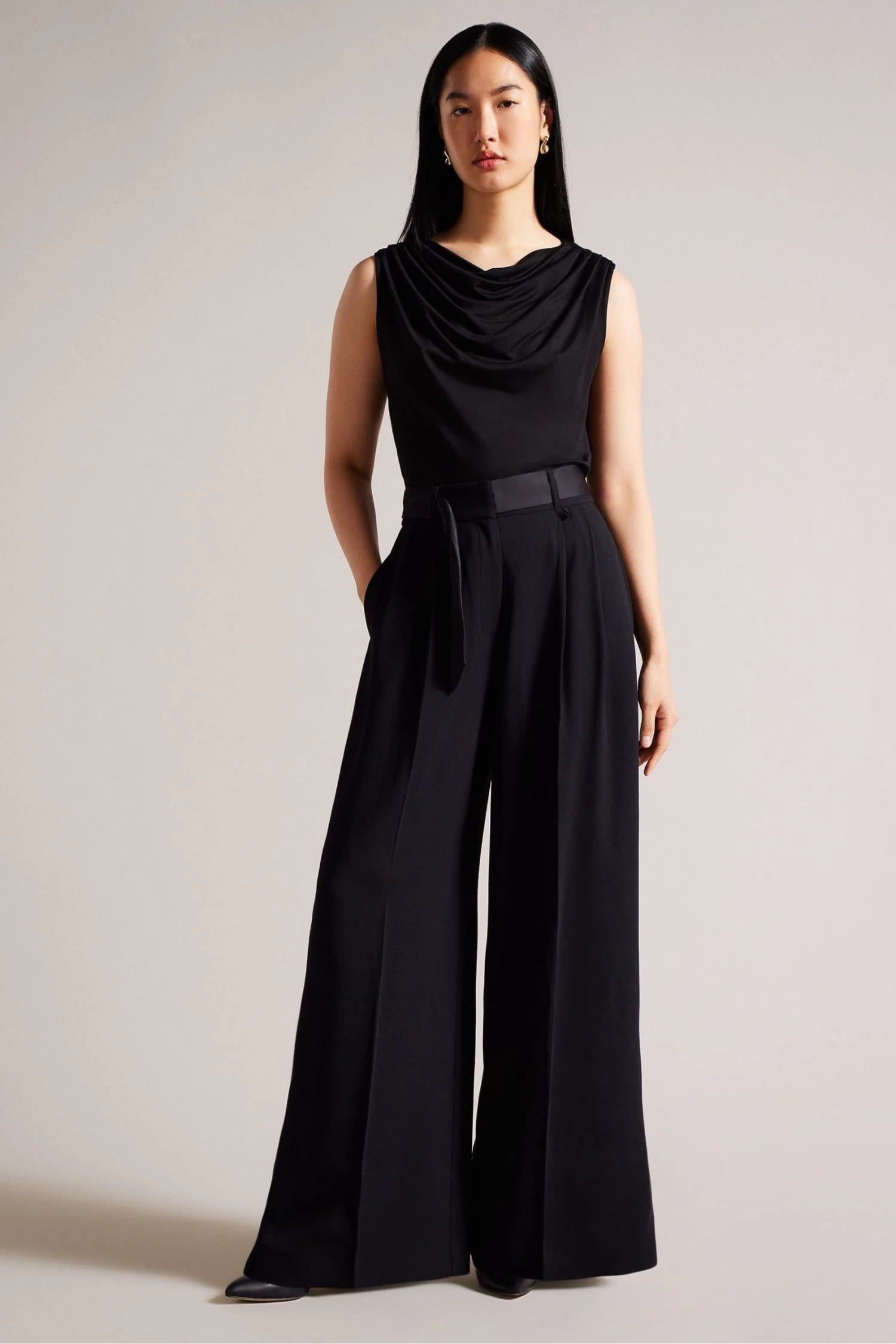 Ted Baker Margeta Black Circle Cut Draped Top - Image 2