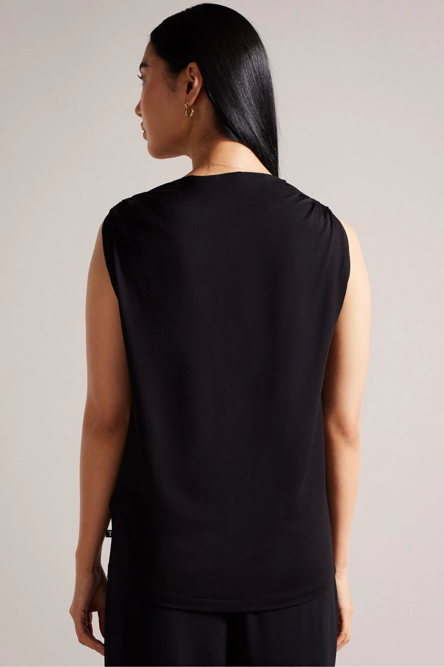 Ted Baker Margeta Black Circle Cut Draped Top - Image 3