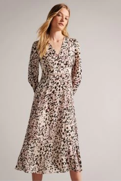 Ted Baker Dusky PinkLuceeya Fit And Flare Midi Dress With Ladder Insert