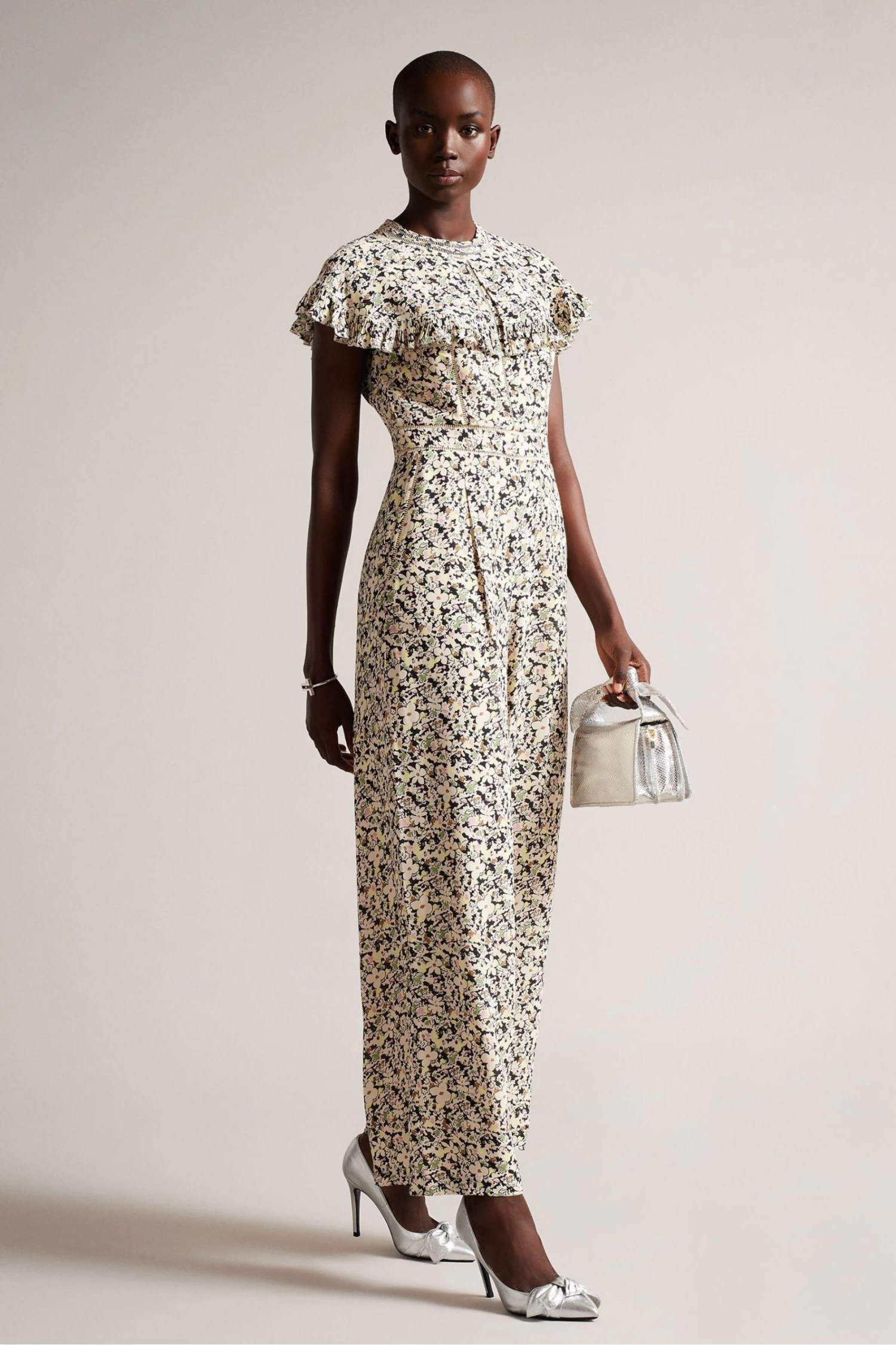 Ted Baker Pink Brigid Cape Jumpsuit With Ladder Tape Detail