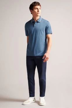 Ted Baker Mid-Blue Allard Jacquard Polo Shirt