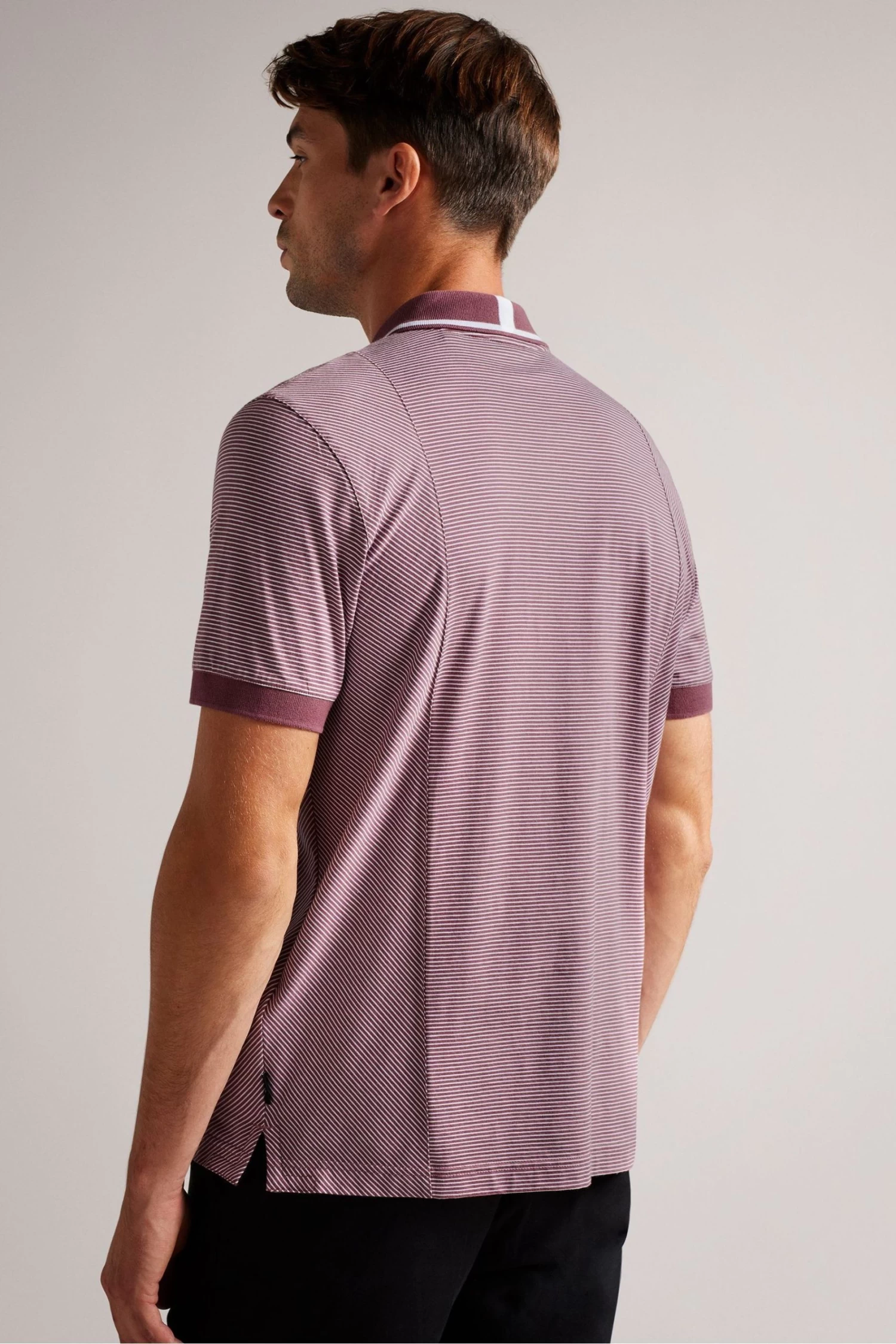 Ted Baker Regular Maroon Red Taigaa Striped Panelled Polo Shirt - Image 2