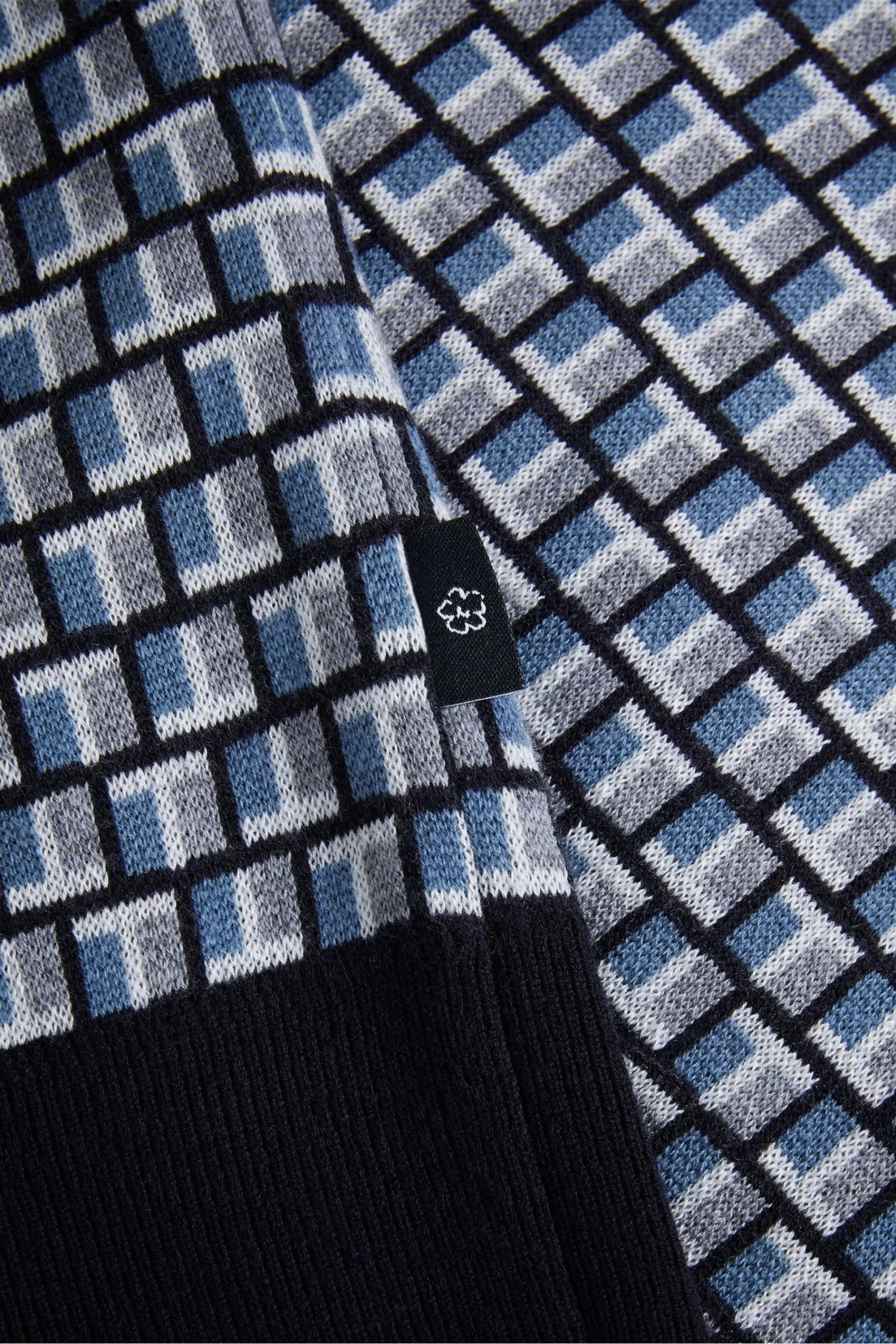 Ted Baker Regular Blue Badenn Jacquard Knitted Polo Shirt - Image 5