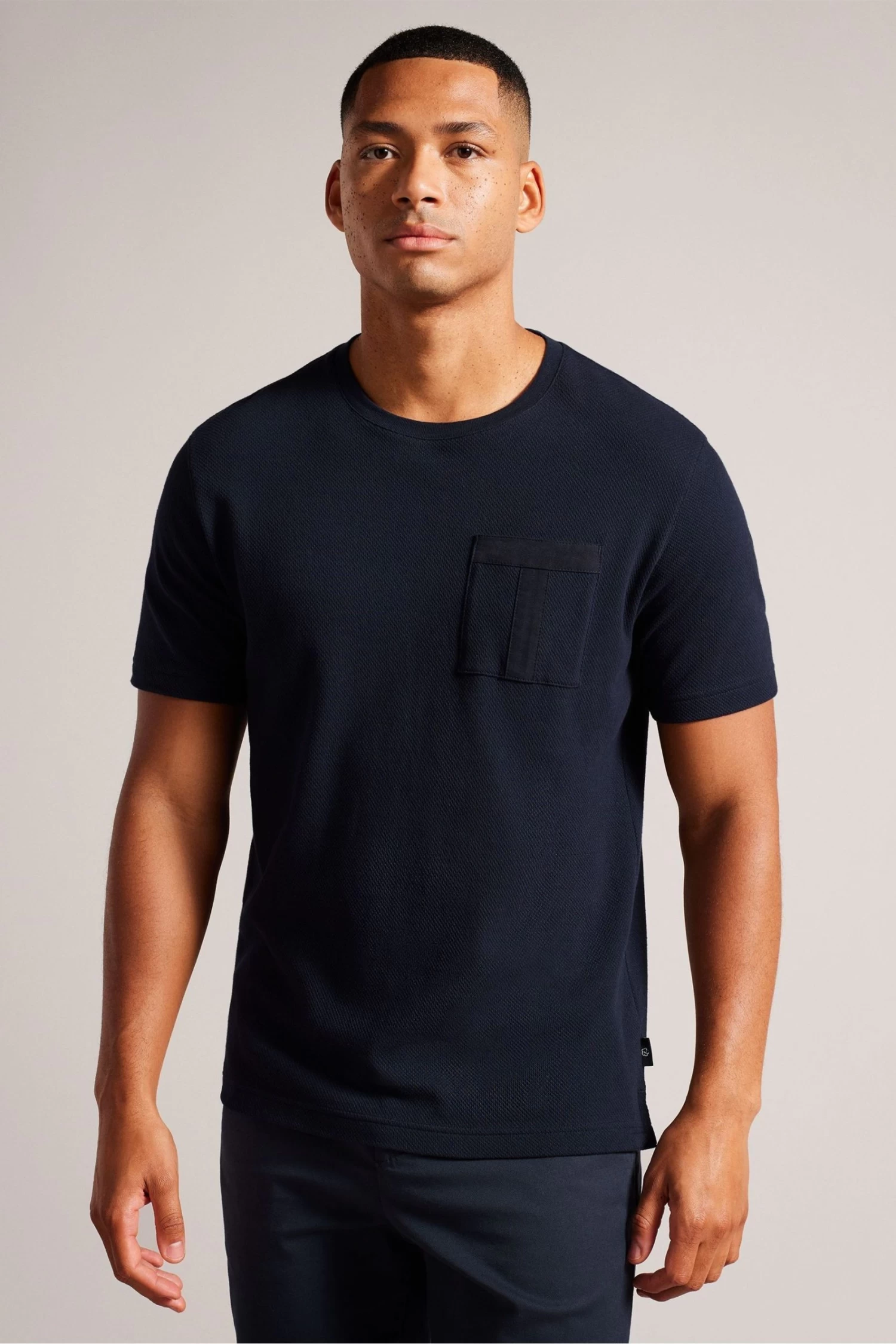 Ted Baker Regular Navy Blue Spindle Short Sleeve T-Shirt With T Pocket