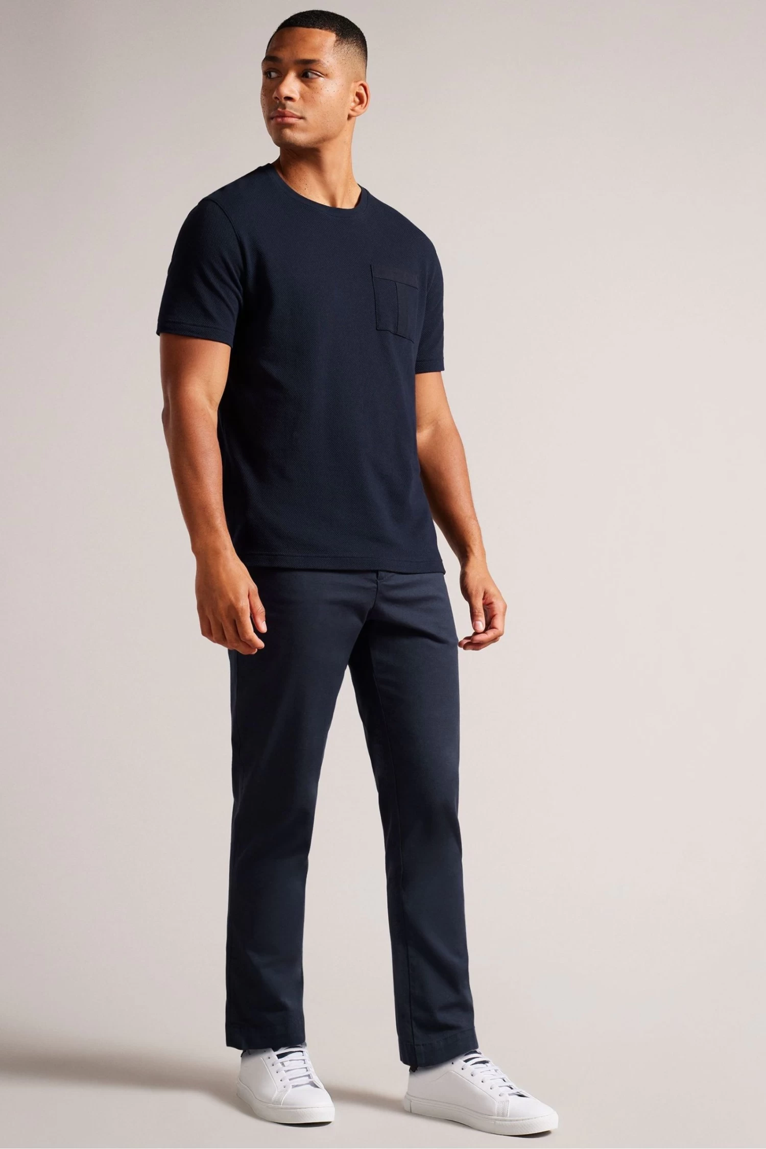 Ted Baker Regular Navy Blue Spindle Short Sleeve T-Shirt With T Pocket - Image 3