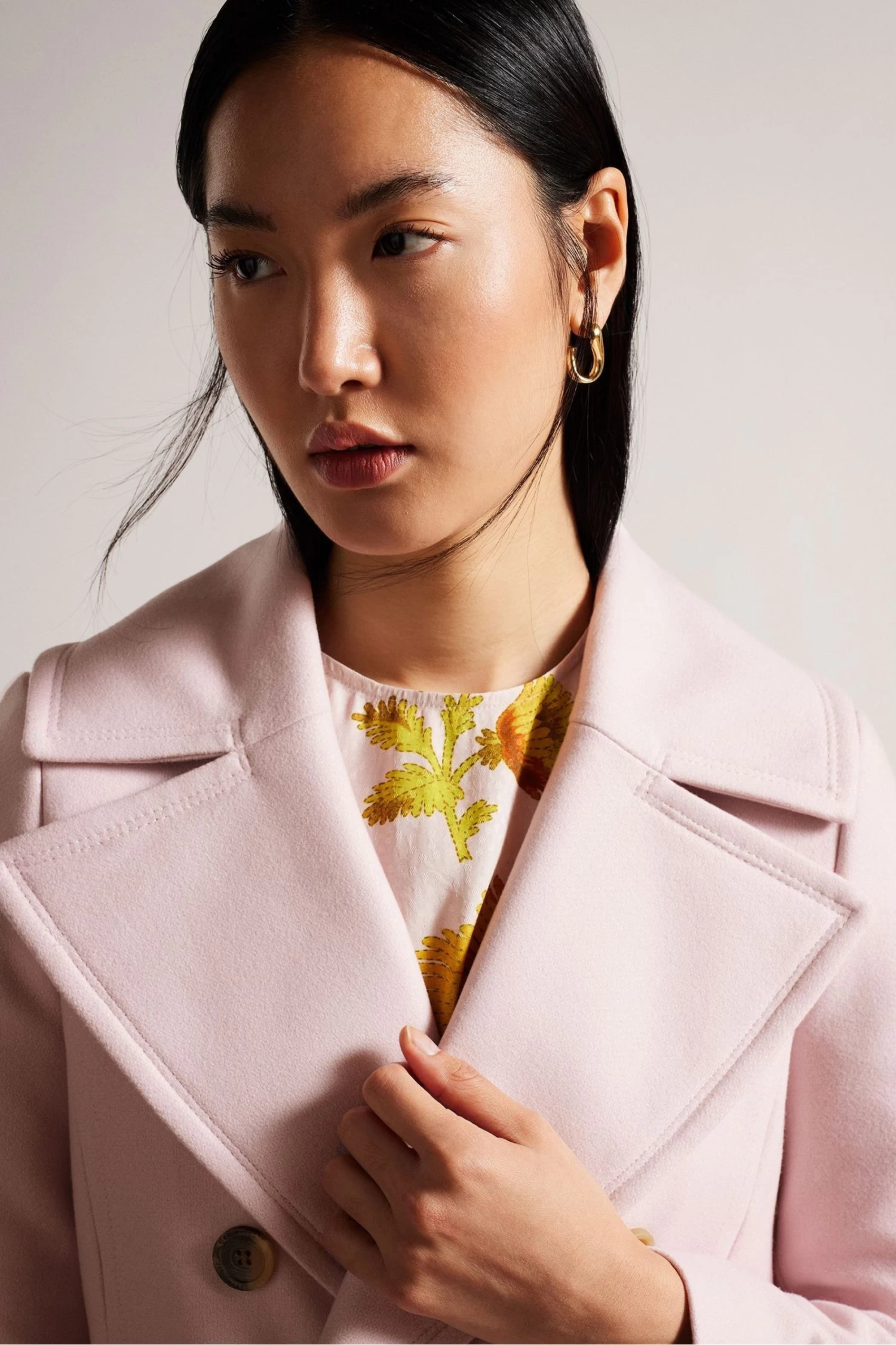 Ted Baker Dusky Pink Marlei Full Length Wool Pea Coat - Image 3