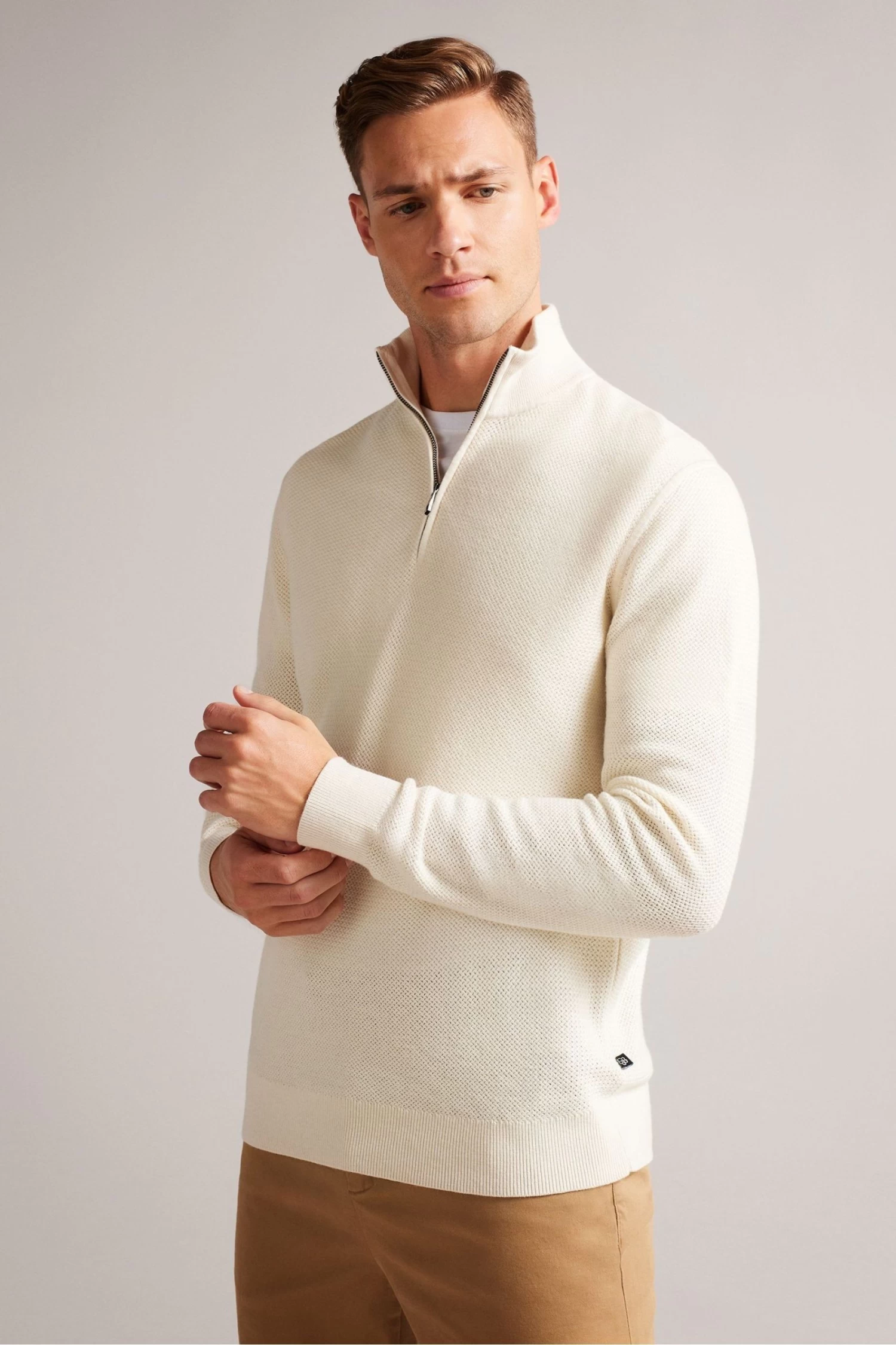 Ted Baker Meaddo Natural Regular Half Zip Jumper