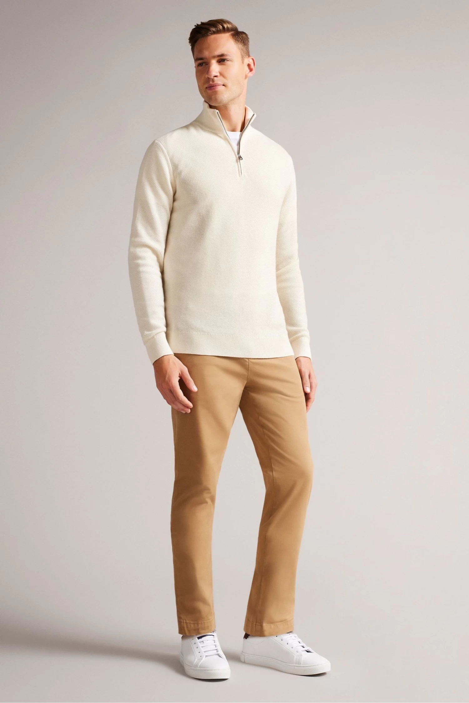Ted Baker Meaddo Natural Regular Half Zip Jumper - Image 3