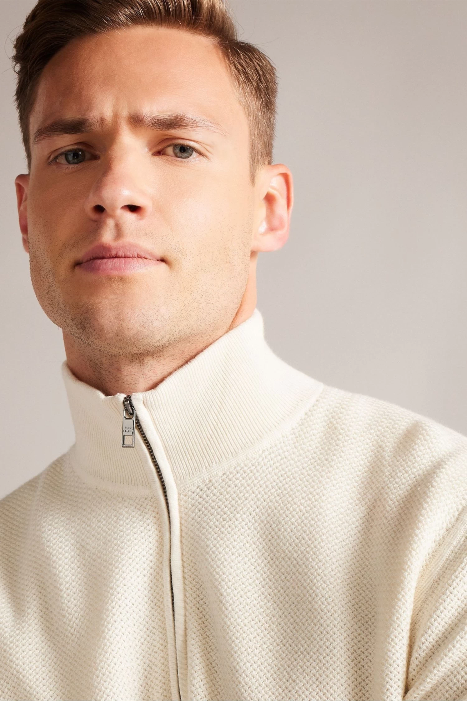 Ted Baker Meaddo Natural Regular Half Zip Jumper - Image 4
