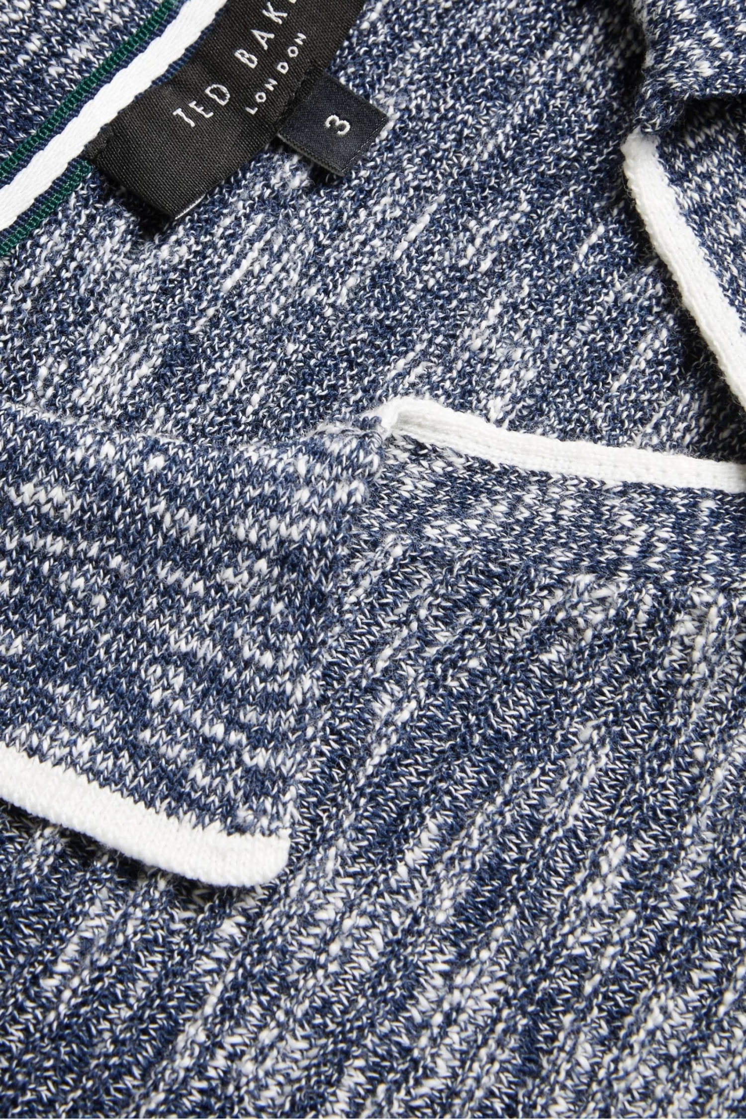 Ted Baker Blue Regular Planter Marl Open Collar Polo Shirt - Image 5