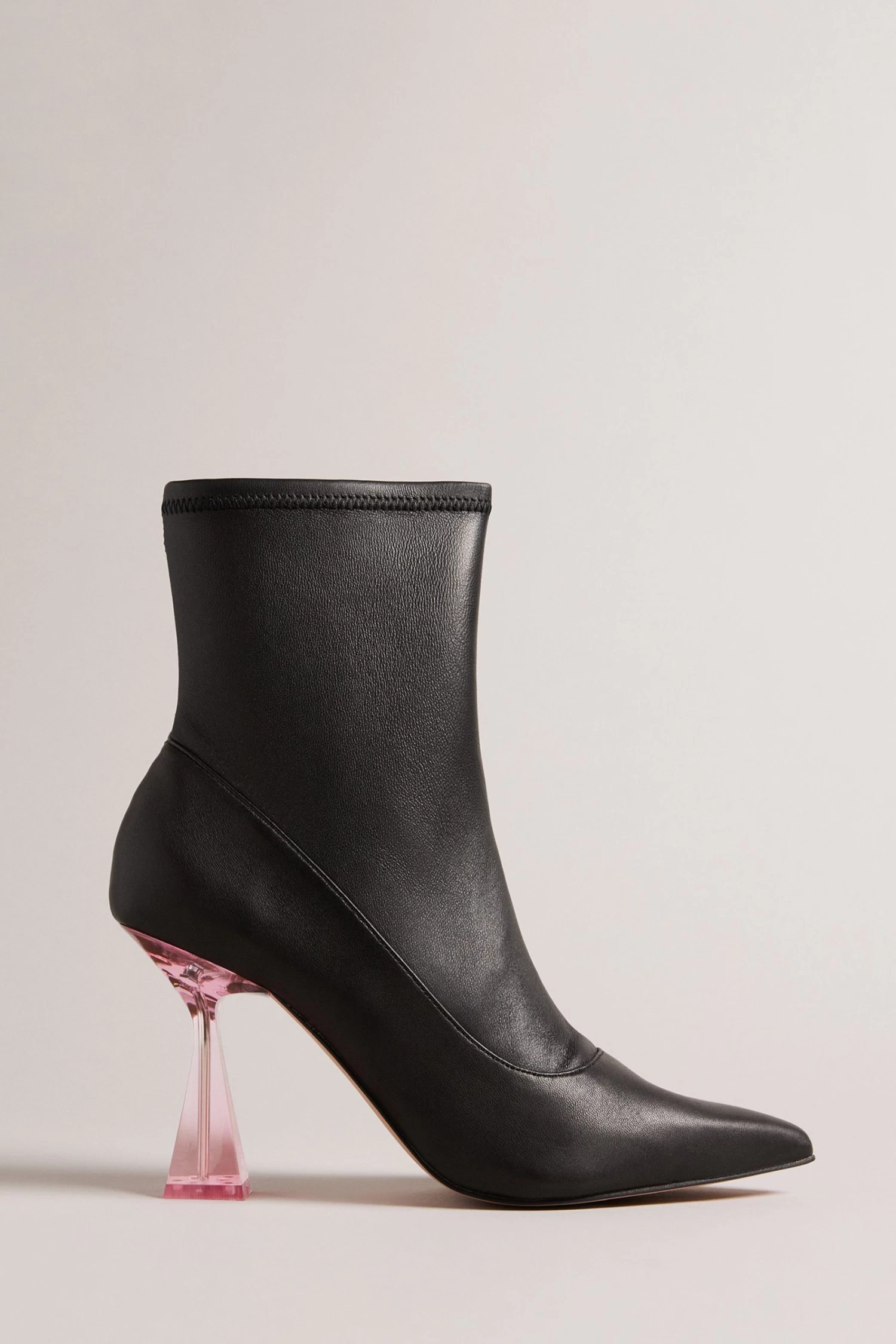 Ted Baker Liya Stretch Leather High Heeled Ankle Black Boots