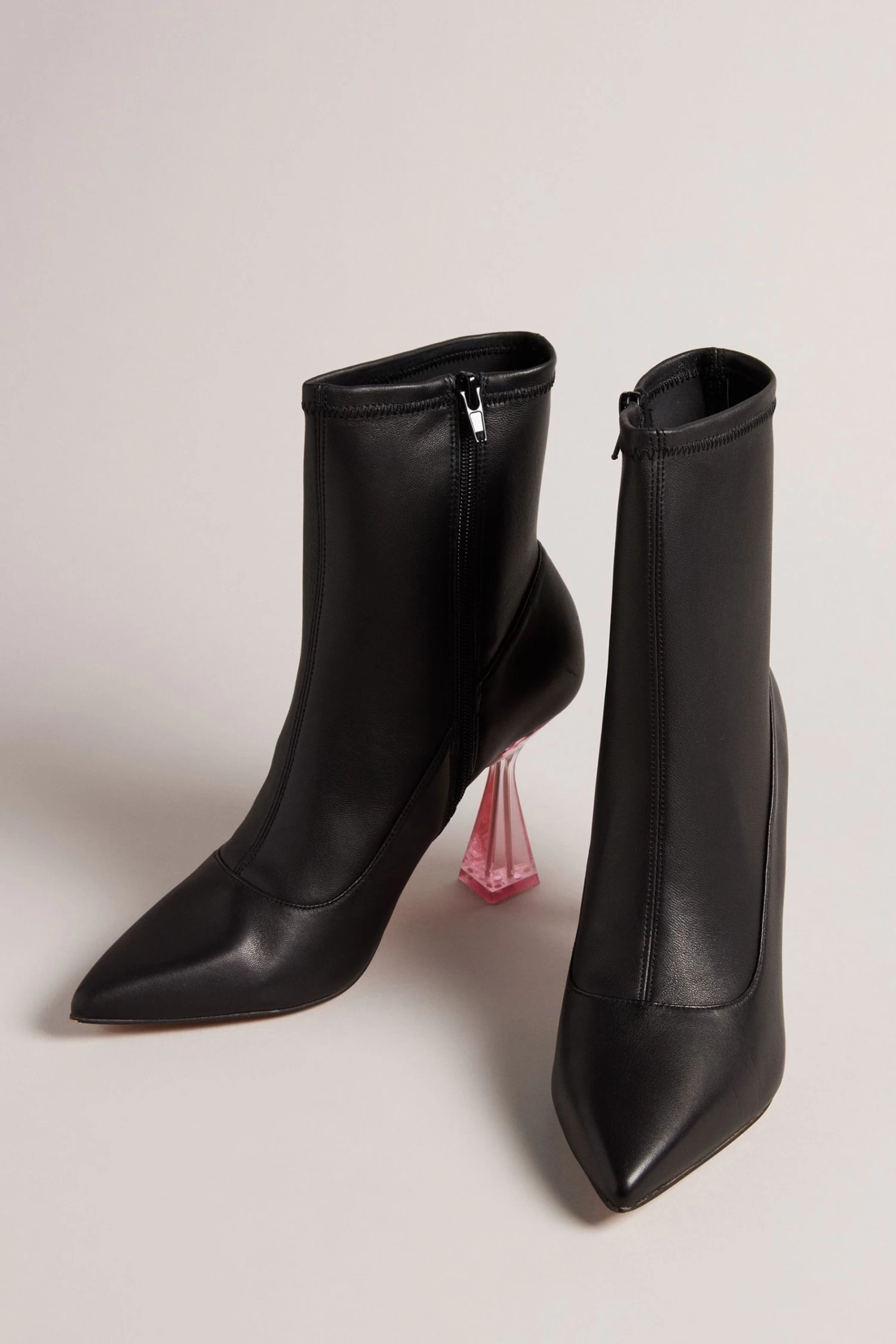 Ted Baker Liya Stretch Leather High Heeled Ankle Black Boots - Image 2