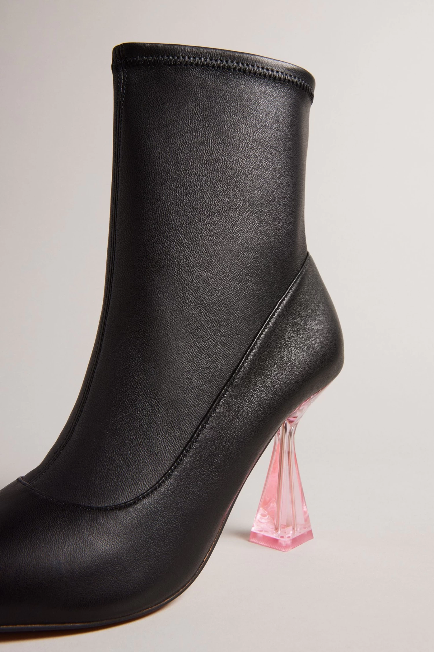 Ted Baker Liya Stretch Leather High Heeled Ankle Black Boots - Image 4