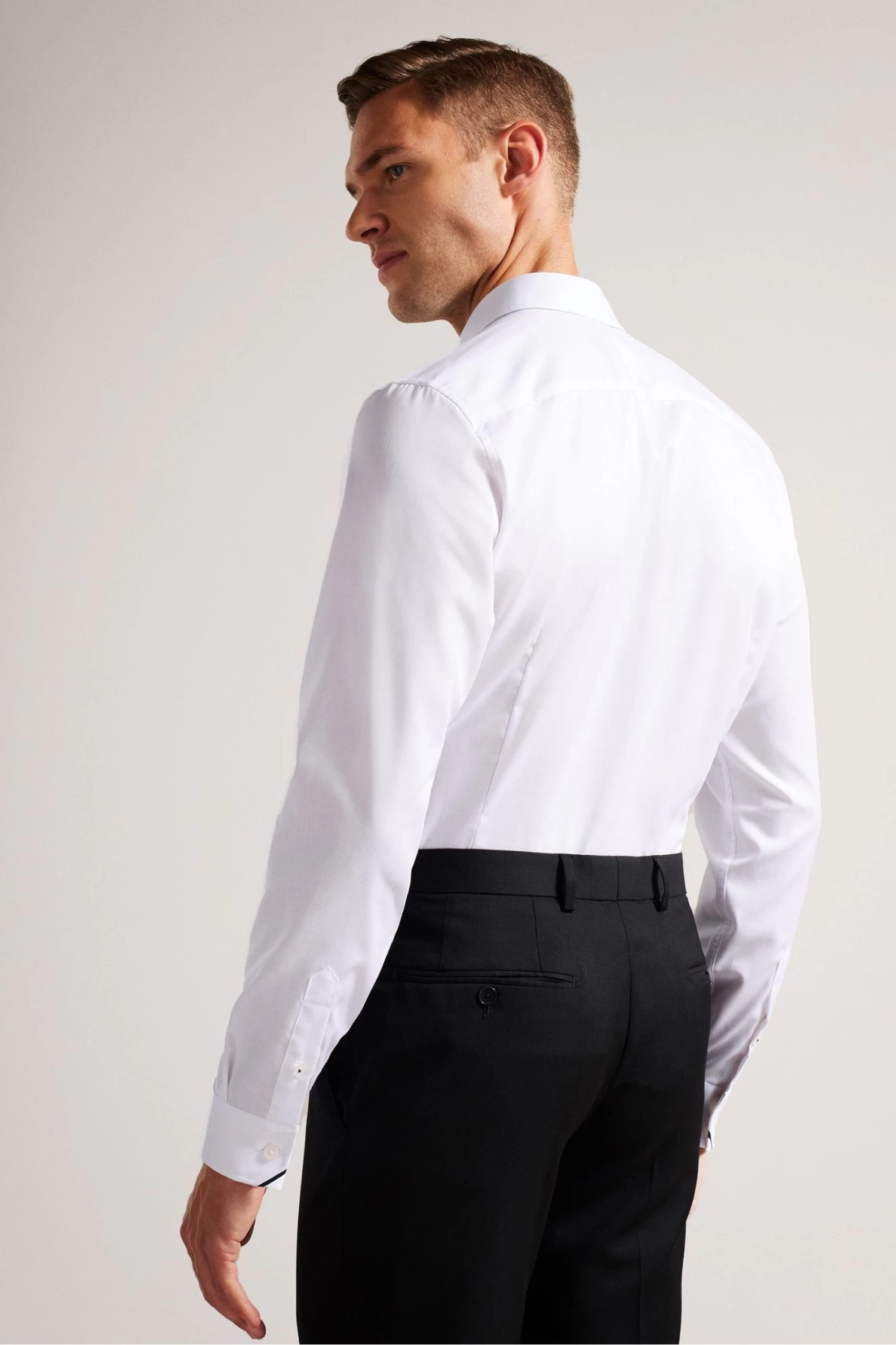 Ted Baker Witfor Long Sleeve Rounded Collar White Shirt - Image 2