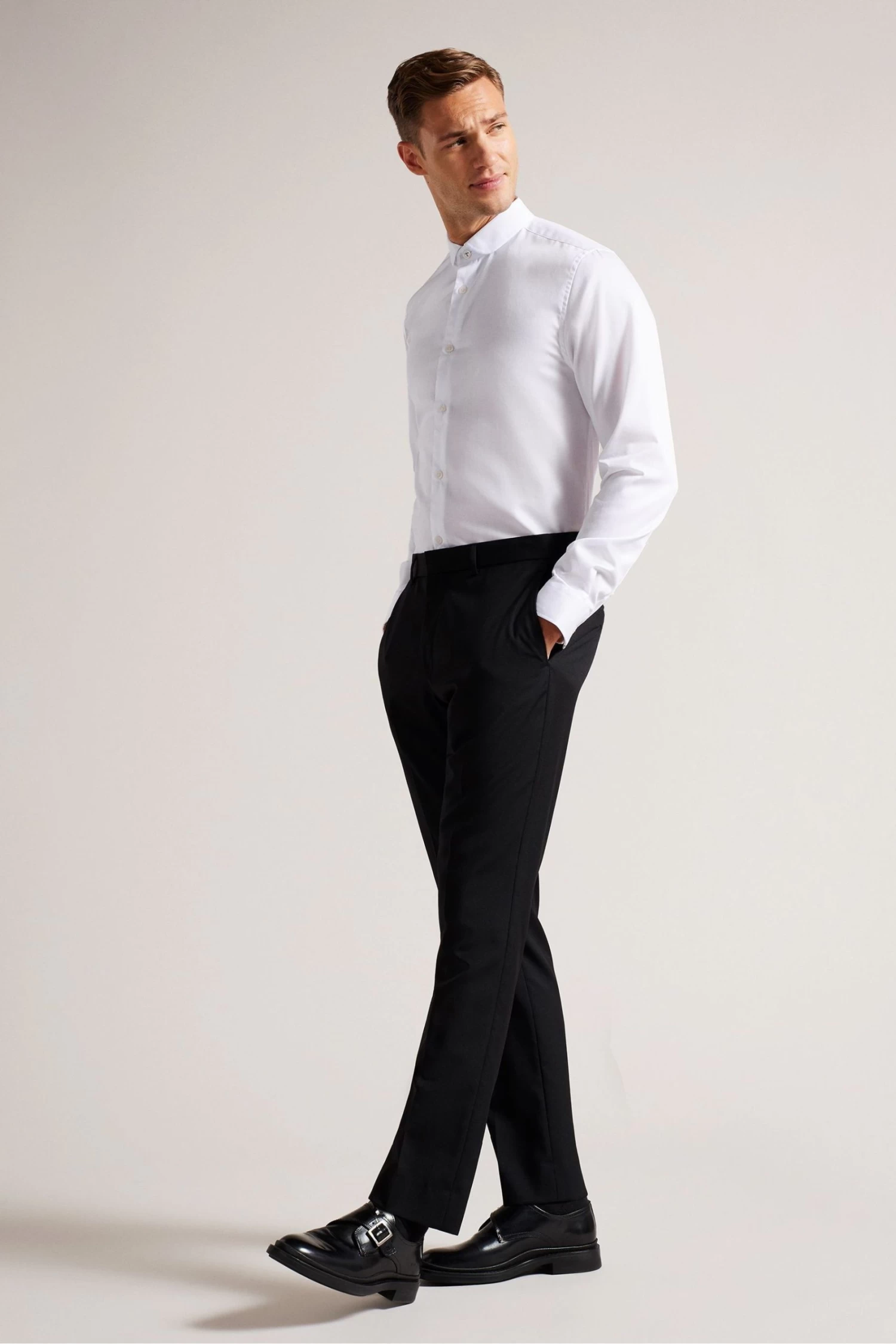 Ted Baker Witfor Long Sleeve Rounded Collar White Shirt - Image 3