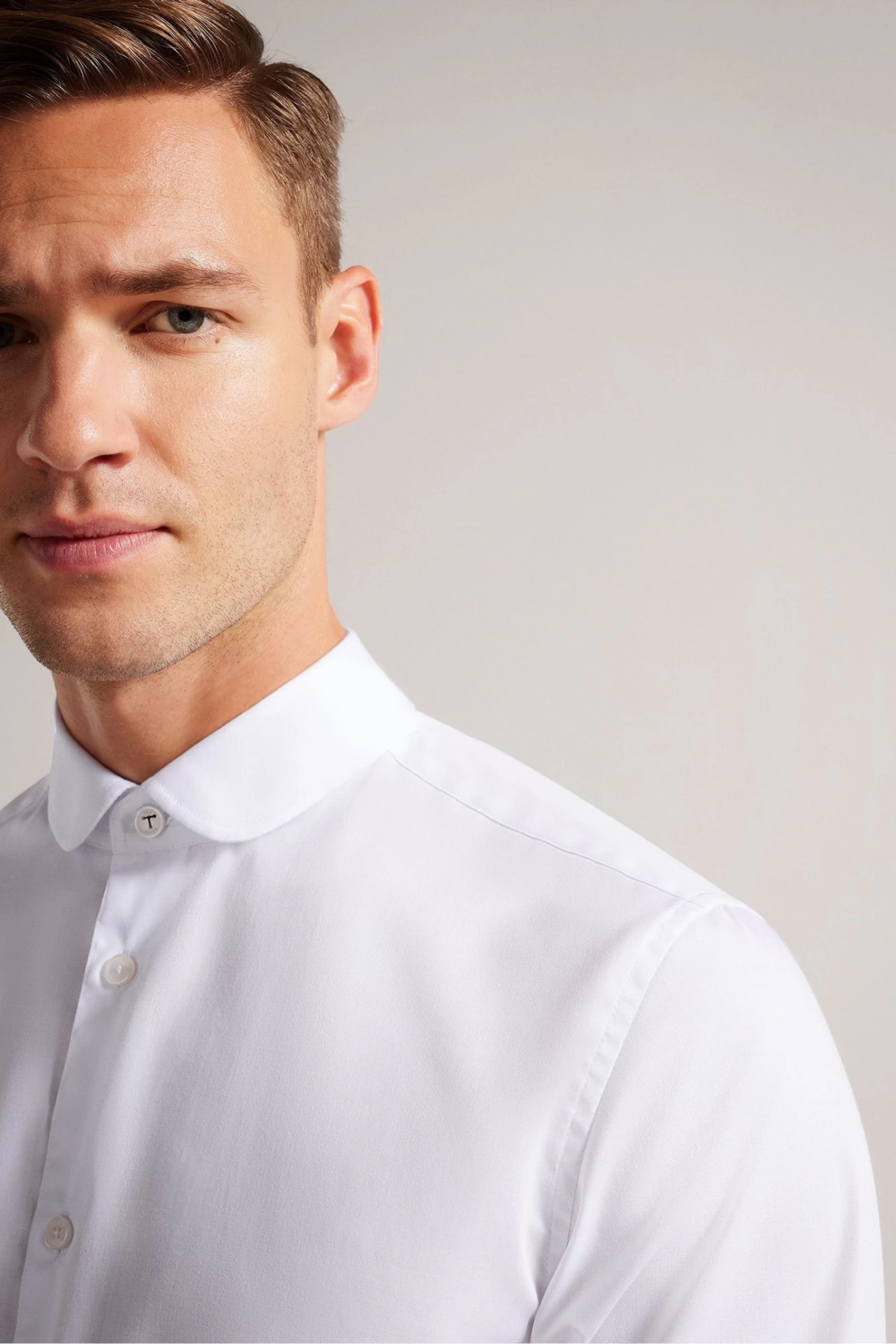 Ted Baker Witfor Long Sleeve Rounded Collar White Shirt - Image 4