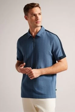 Ted Baker Blue Abloom Short Sleeve Regular Polo Shirt With Zip
