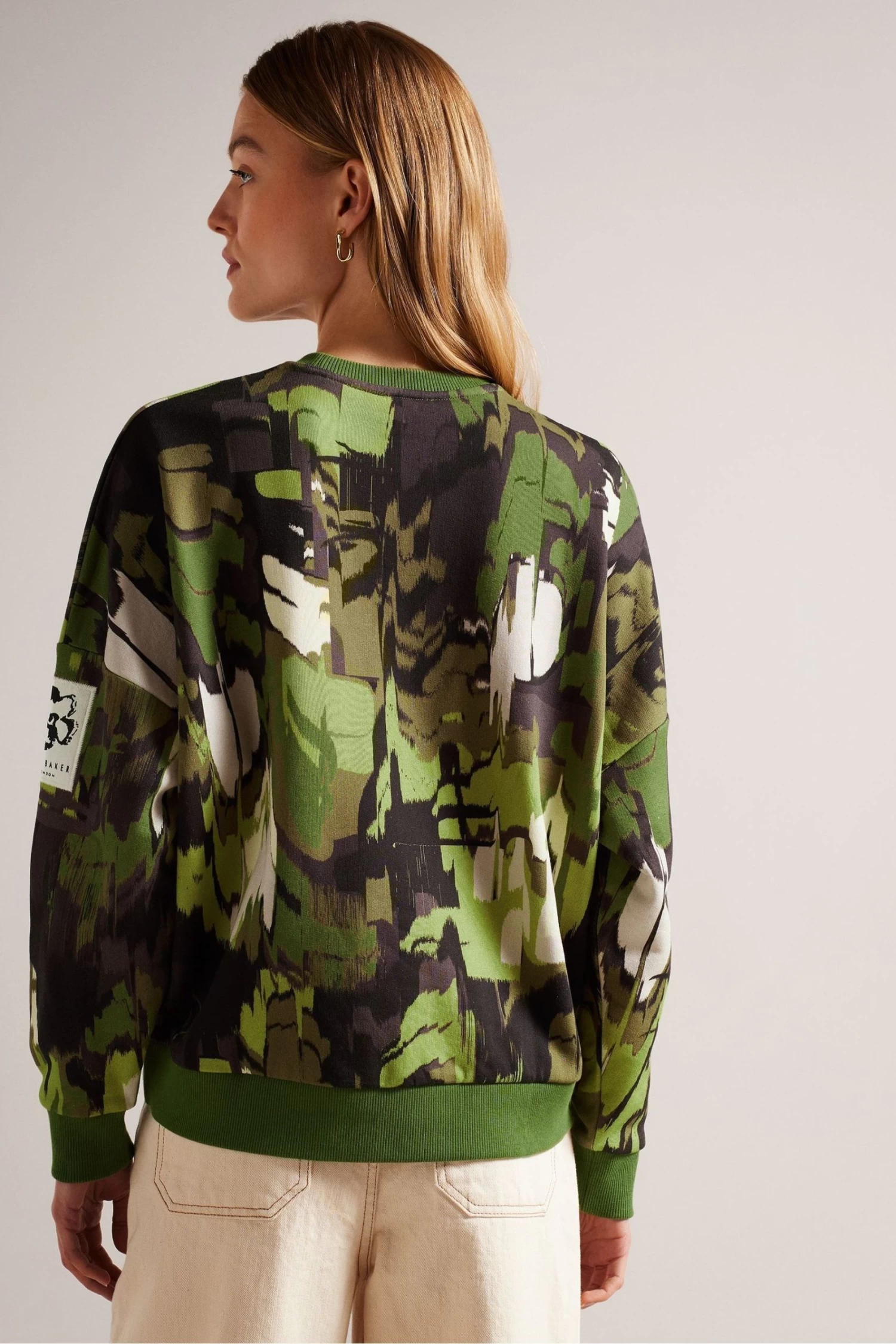 Ted Baker Green Hensely Flocked Printed Sweat T-Shirt - Image 2