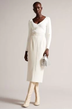 Ted Baker Natural Amberos Tailored Longline Pencil Skirt
