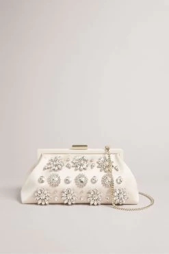 Ted Baker Cream Crystal Embellished Clutch Bag