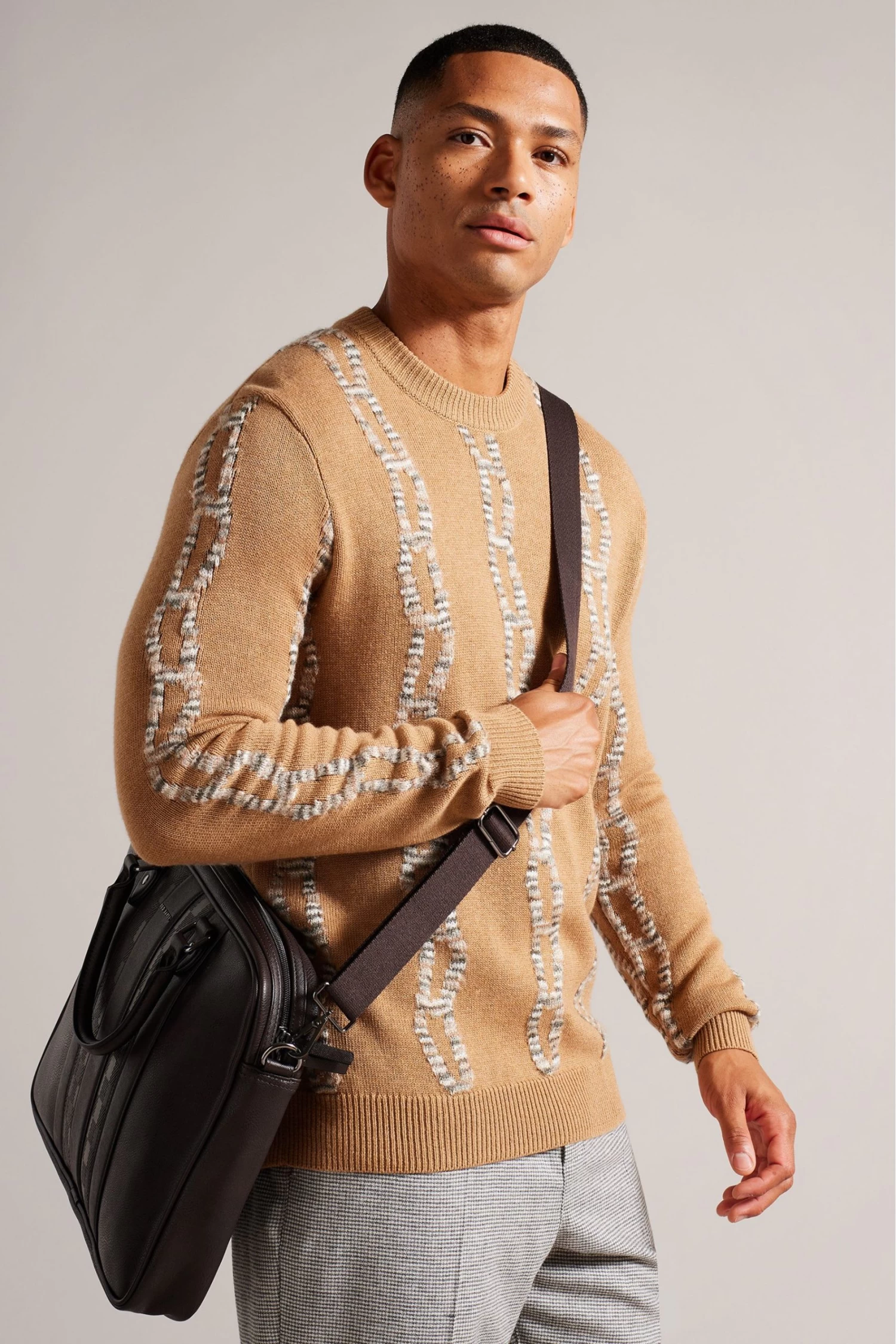 Ted Baker Waymon House Check Pu Brown Document Bag