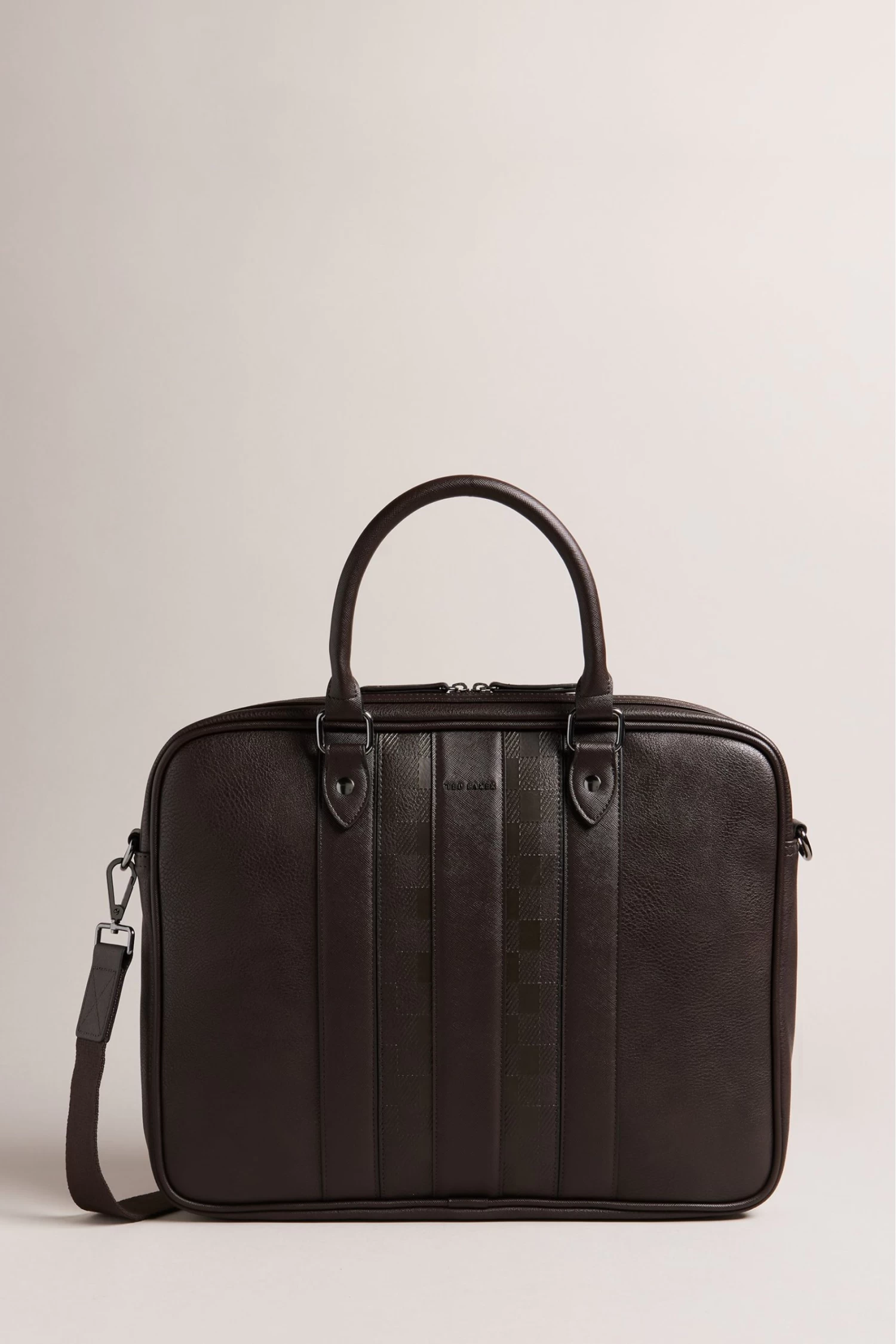 Ted Baker Waymon House Check Pu Brown Document Bag - Image 2