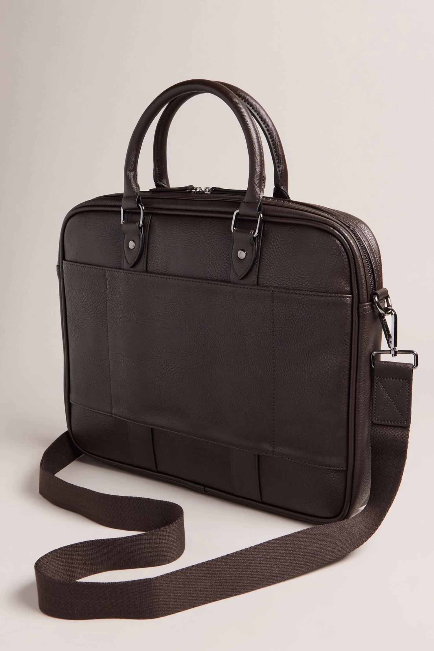 Ted Baker Waymon House Check Pu Brown Document Bag - Image 3