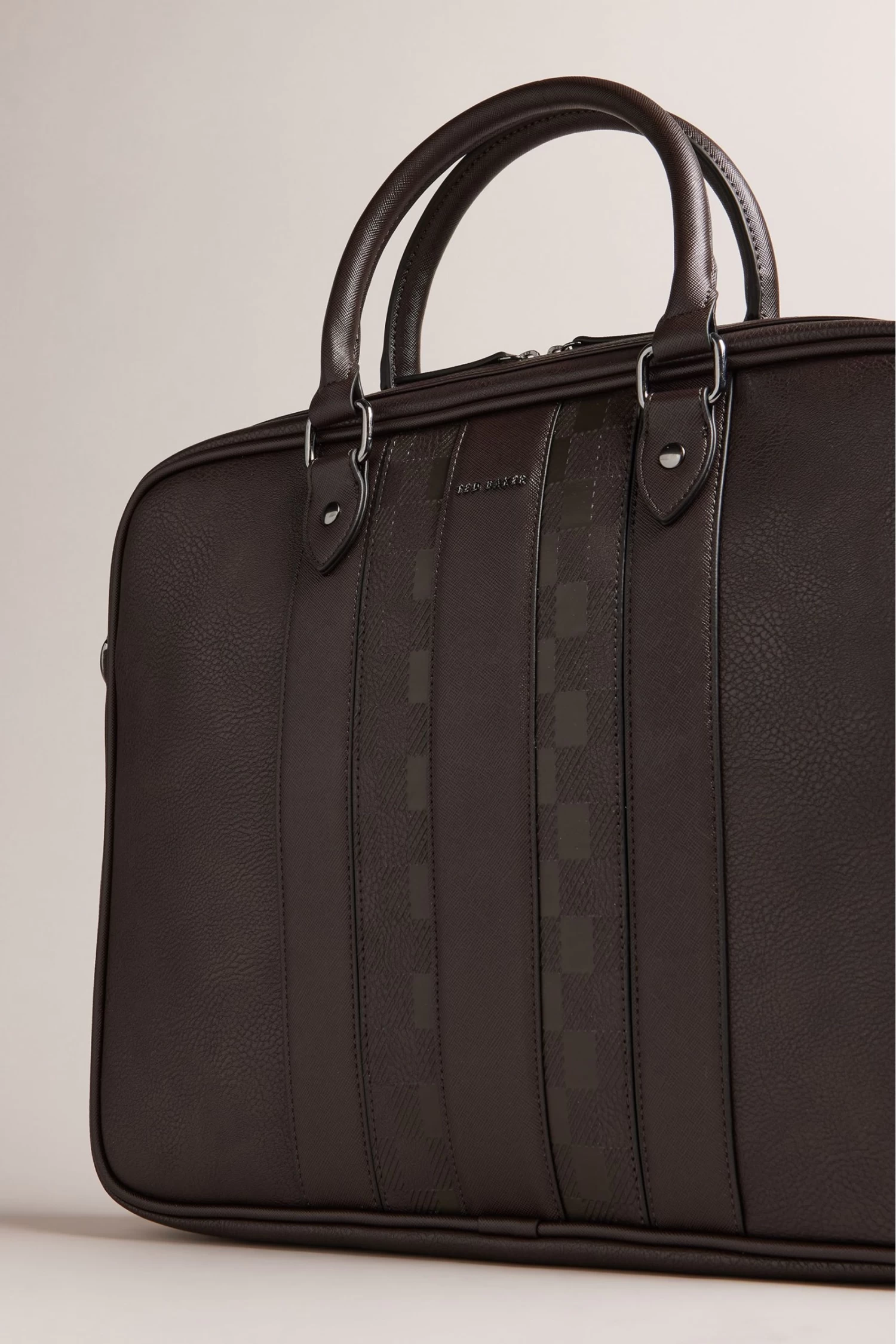 Ted Baker Waymon House Check Pu Brown Document Bag - Image 5